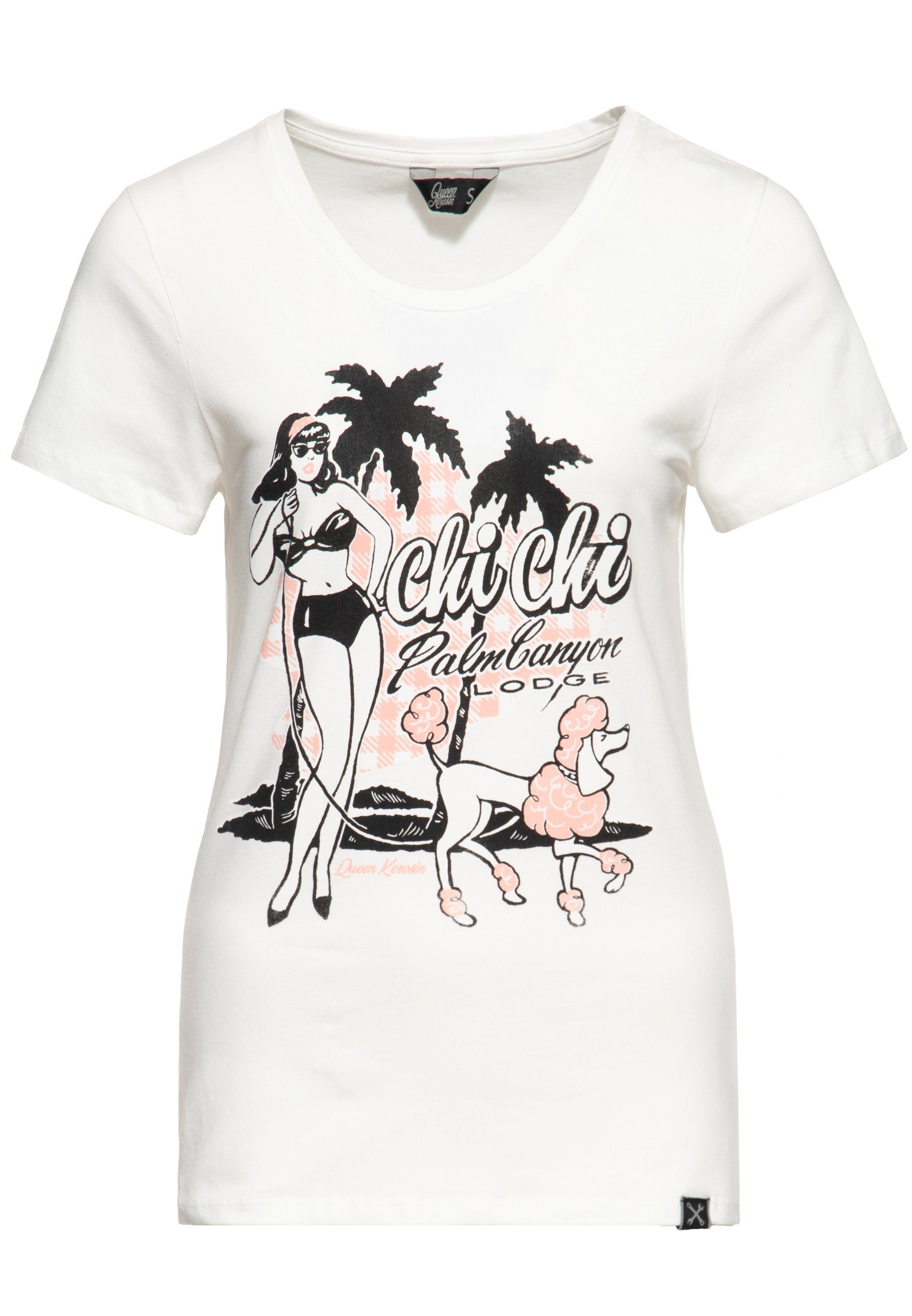 QueenKerosin Print-Shirt Chi Chi Beach Poodle (1-tlg) mit vintage Front Print