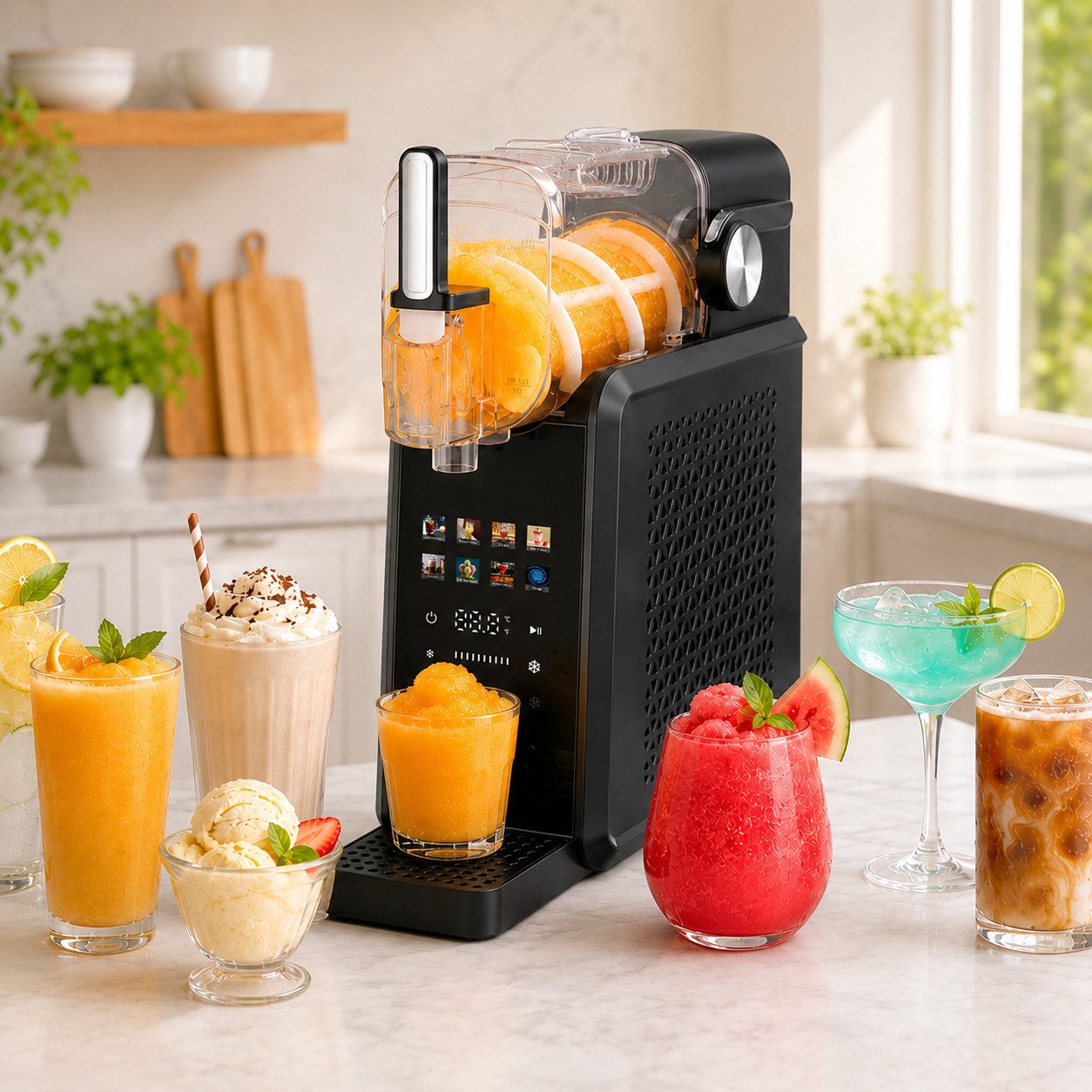 Sinaopus Slush-Eismaschine 8-in-1, Selbstreinigung, ohne Eiswürfel, Eismaschine für Zuhause, 1,8 l, 200 W, Slush Maker für Eiscreme, Frappés, Milchshake, Kaltgetränke