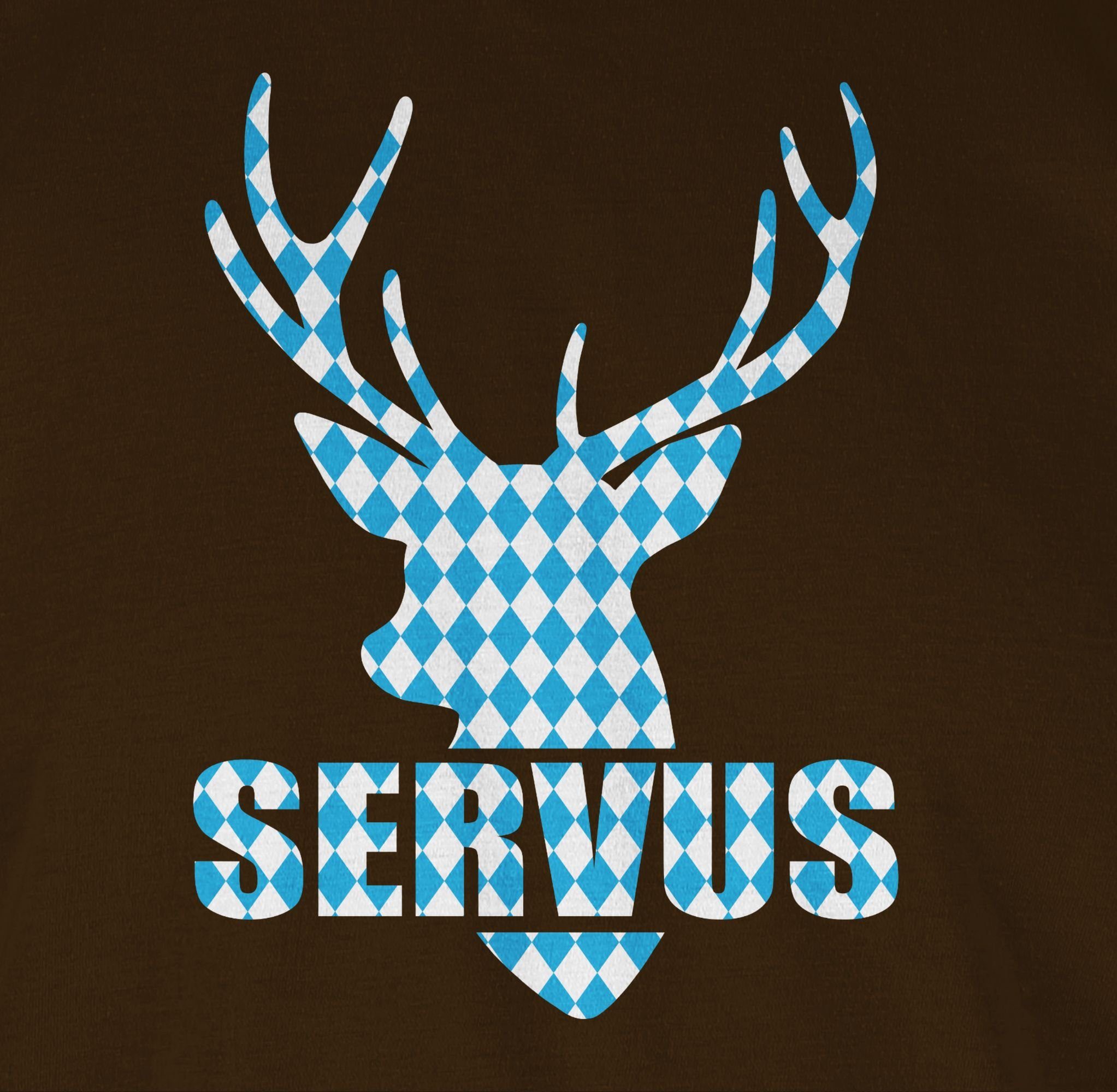 Servus Muster Braun 03 Oktoberfest Shirtracer bayrischem Herren Hirsch mit für - T-Shirt Mode