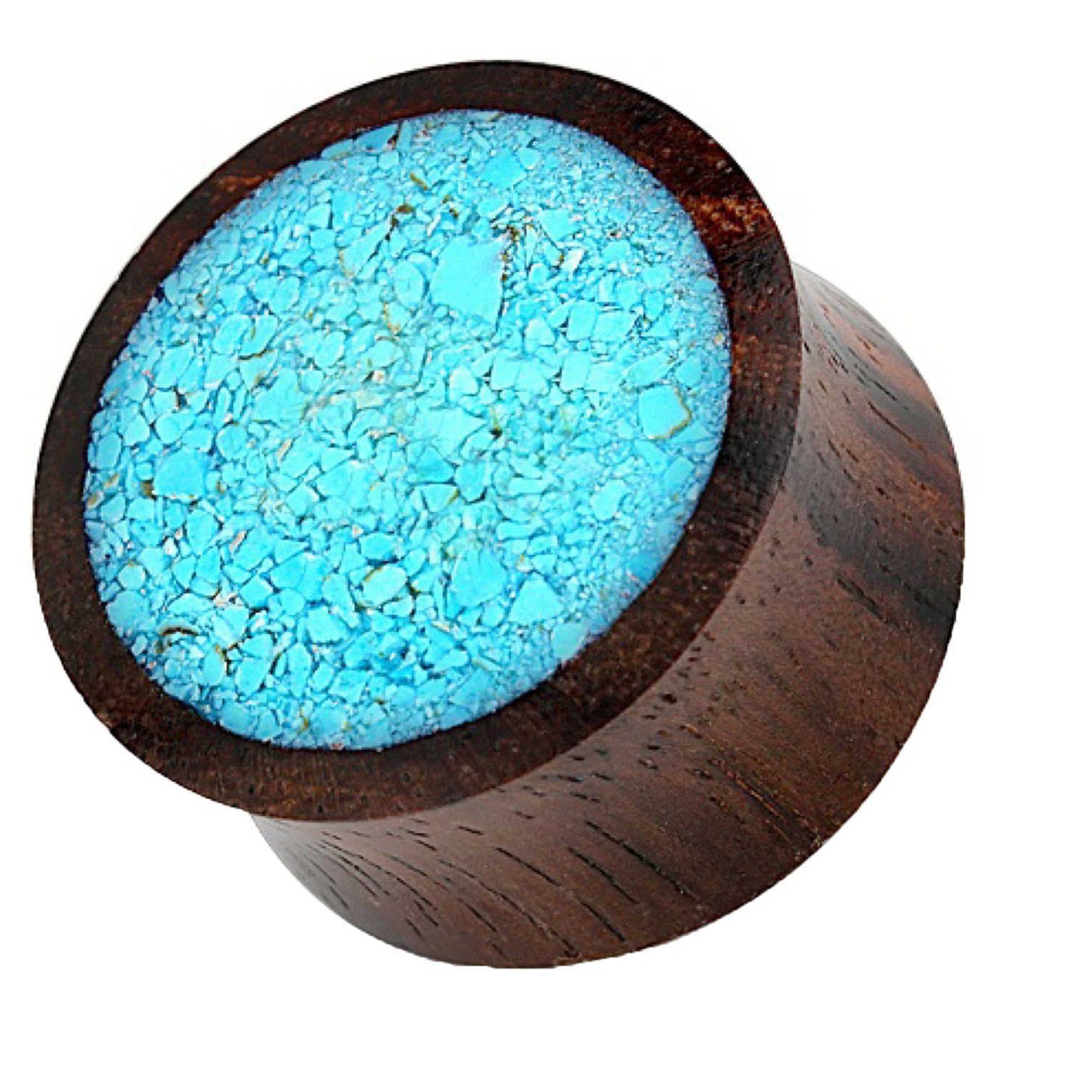 Taffstyle Plug »Piercing Organic Double Flared Holz Inlay Türkis«, Ohr