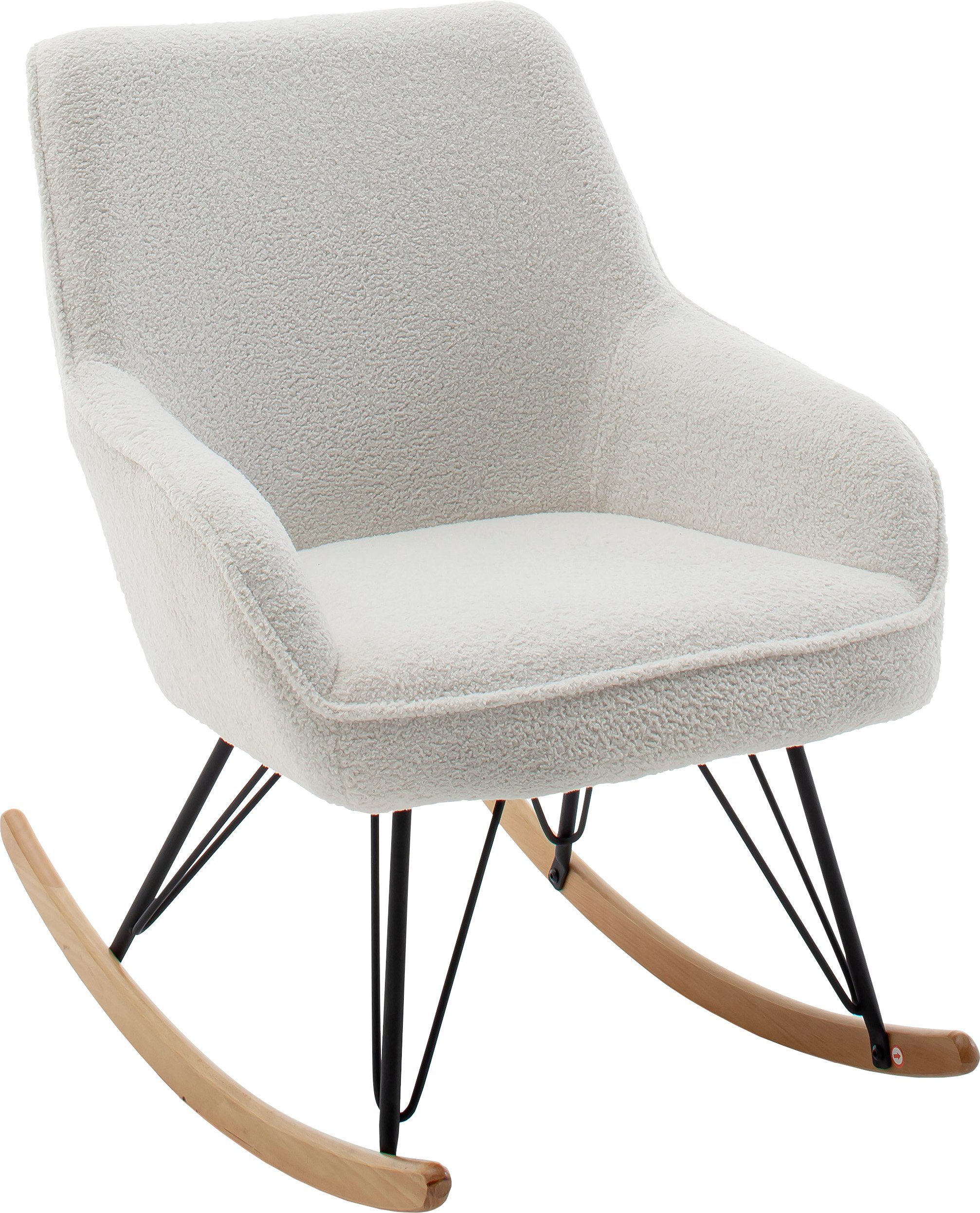 MCA furniture Schaukelstuhl Oran, Kufenstuhl mit Armlehne, bis 120 kg belastbar, Komfortsitzhöhe 49 cm Weiß | Weiß