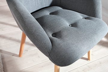 riess-ambiente Sessel SCANDINAVIA grau (mit Hocker), mit Beinen aus Massivholz