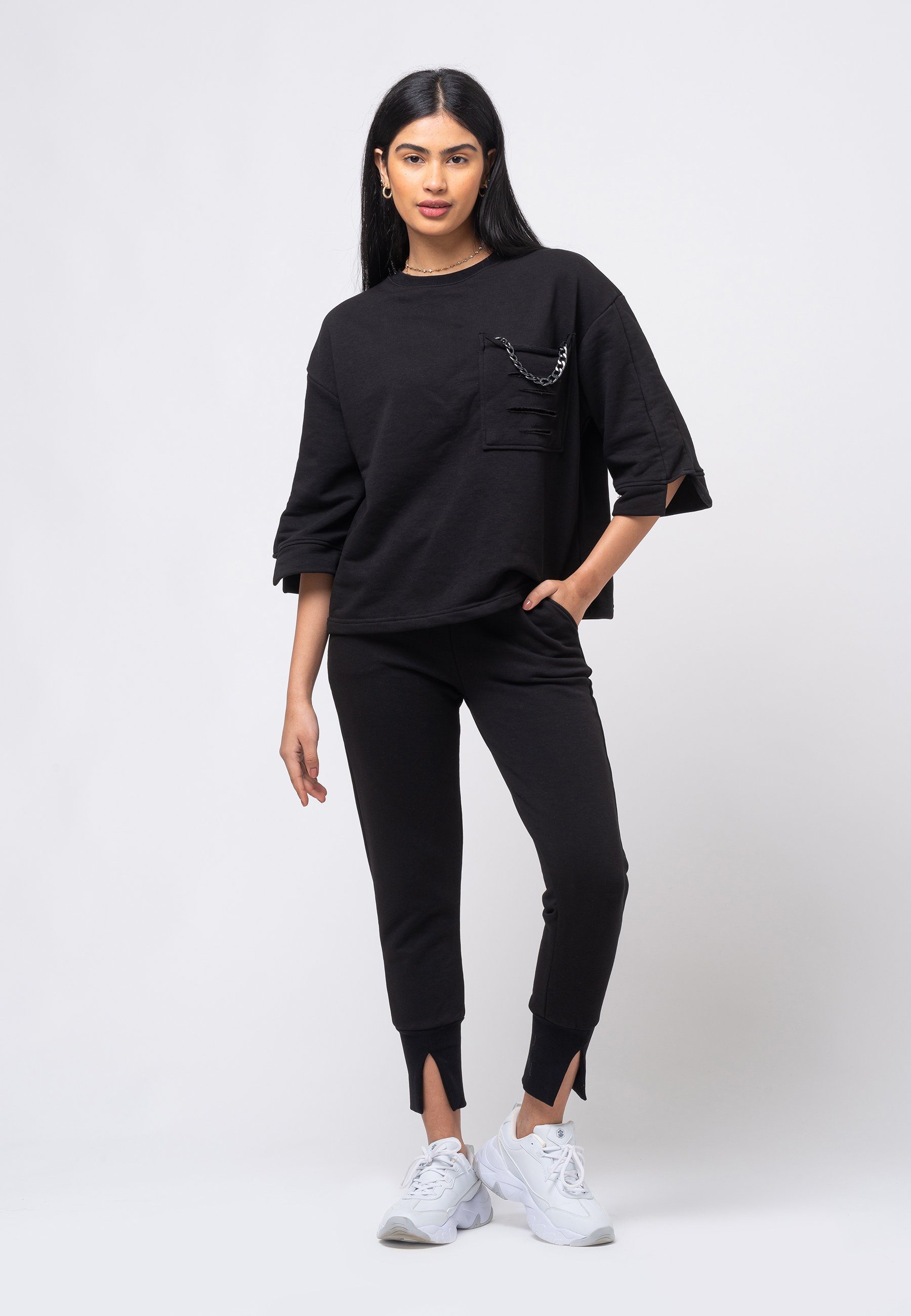 Tom Barron Freizeitanzug WOMAN REGULAR SIZE SWEATSHIRT AND PANT SETS MILKY BLACK | Freizeitanzüge