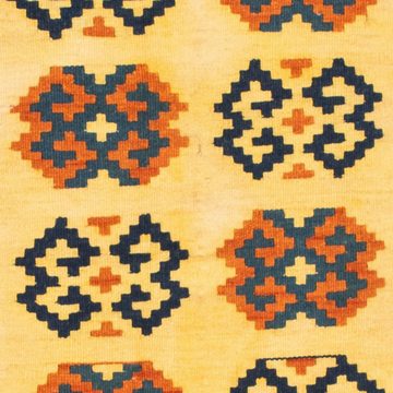 Wollteppich Kelim - Oriental quadratisch - 107 x 100 cm - hellbeige, morgenland, quadratisch, Höhe: 6 mm, Wohnzimmer, Einzelstück