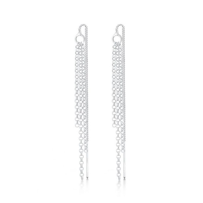 Elli Paar Ohrhänger Durchzieher Ketten Style Elegant 925 Silber Ear Chain
