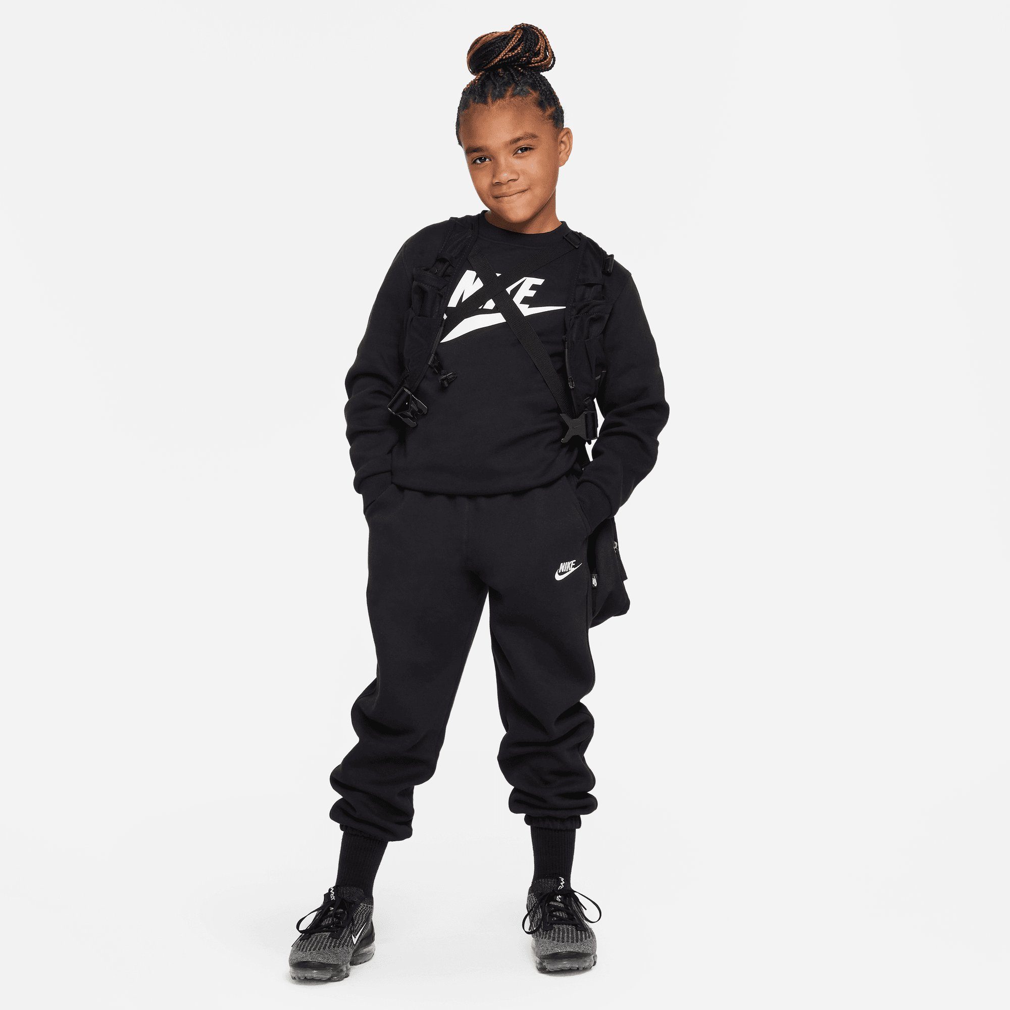 Nike Sportswear CLUB BLACK/WHITE BIG SWEATSHIRT Sweatshirt KIDS' FLEECE
