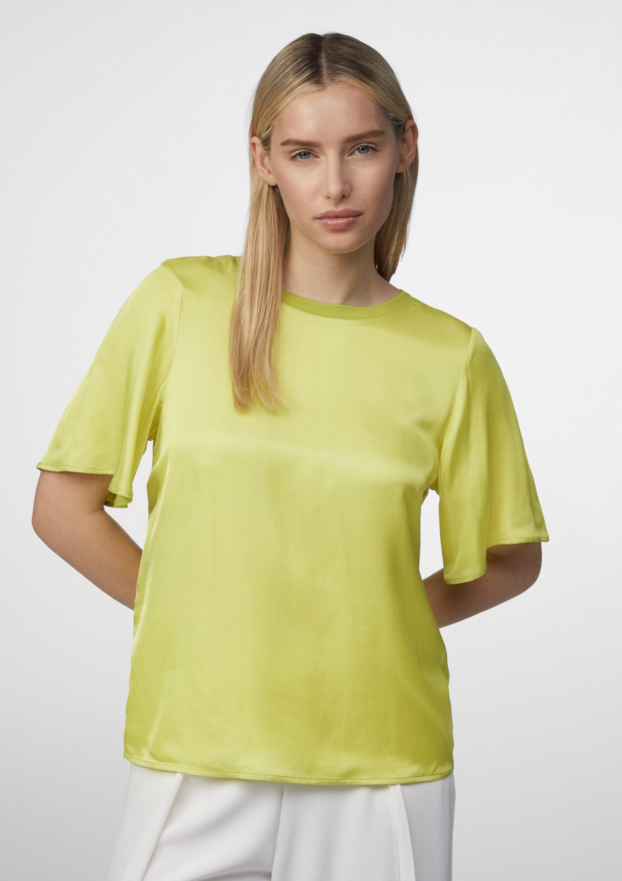 comma Kurzarmshirt T-Shirt Blusenshirt im Fabricmix mit Volant-Ärmeln