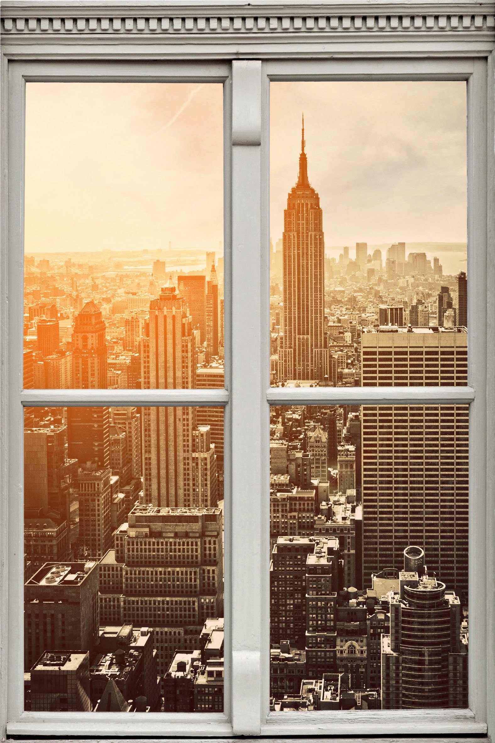 queence Wandsticker New York, Wandsticker, Wandbild, selbstklebend, 3D, Fenster