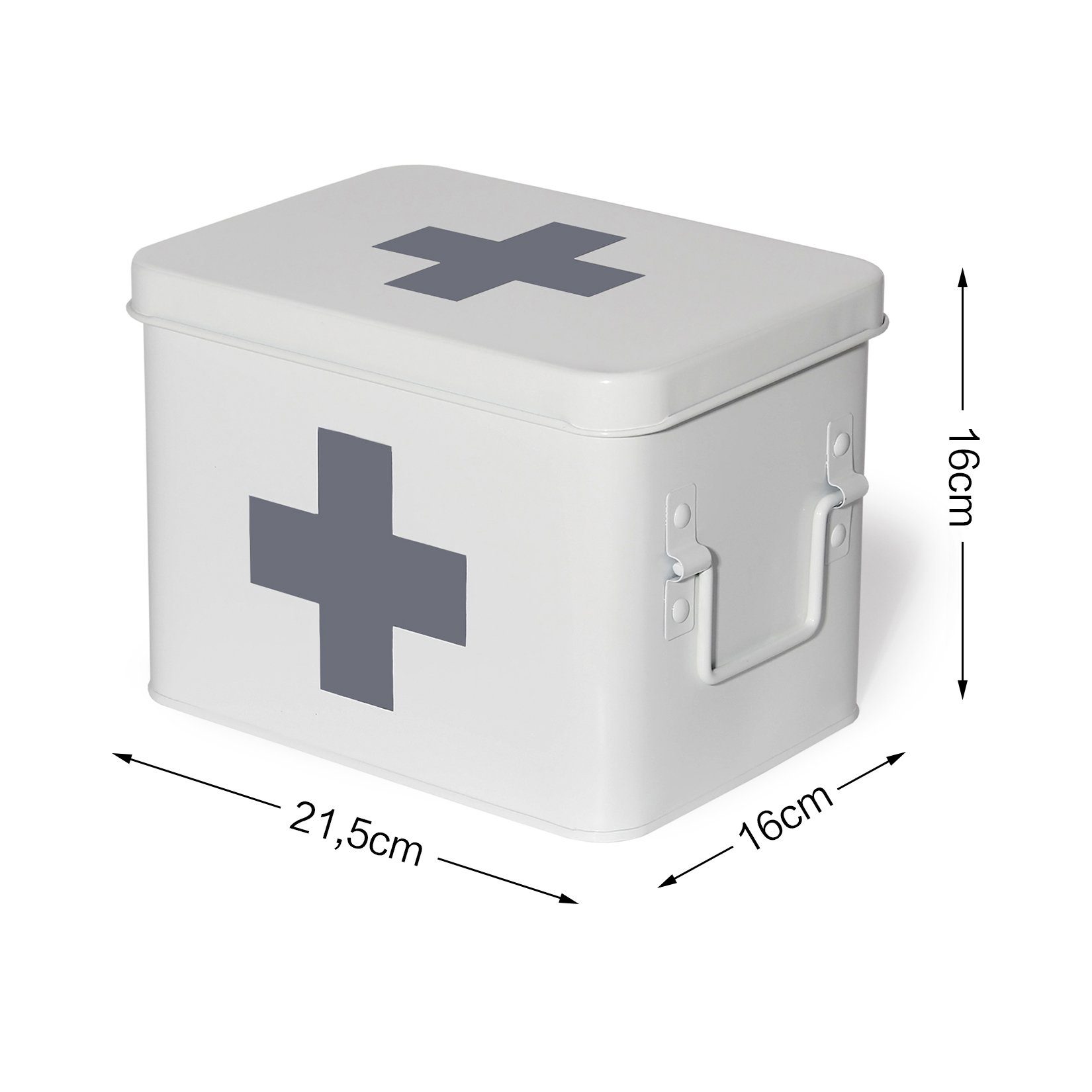 Schrank, Box Retro, Arzneischrank Kasten Hilfe Zedelmaier Vorratsdose Medizinschränke Weiß-21.5*16*16cm Medizinkoffer Metall,Erste Medikamentenbox,Medizin (YX1002),