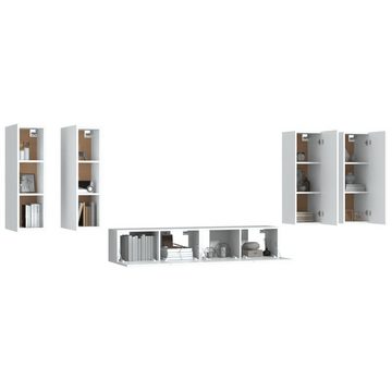 furnicato TV-Schrank 6-tlg. TV-Schrank-Set Weiß Holzwerkstoff