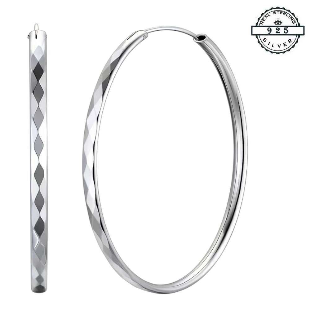 Paar Creolen Elegante Creolen facettiert aus 925 Sterling Silber für Damen glänzend