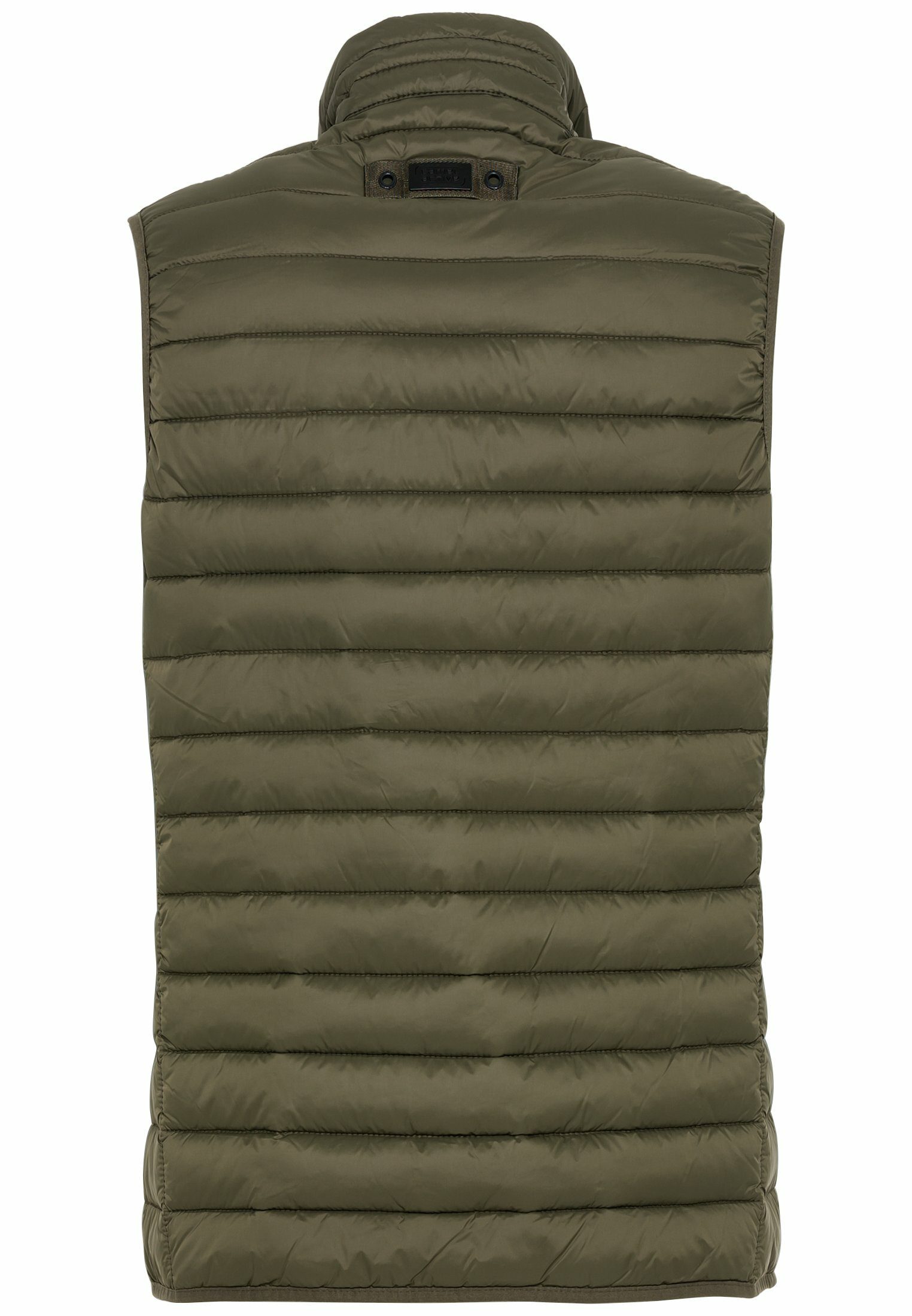 camel active Steppweste Olive-Braun Stehkragen Steppung Polyester recyceltem mit horizontaler mit aus