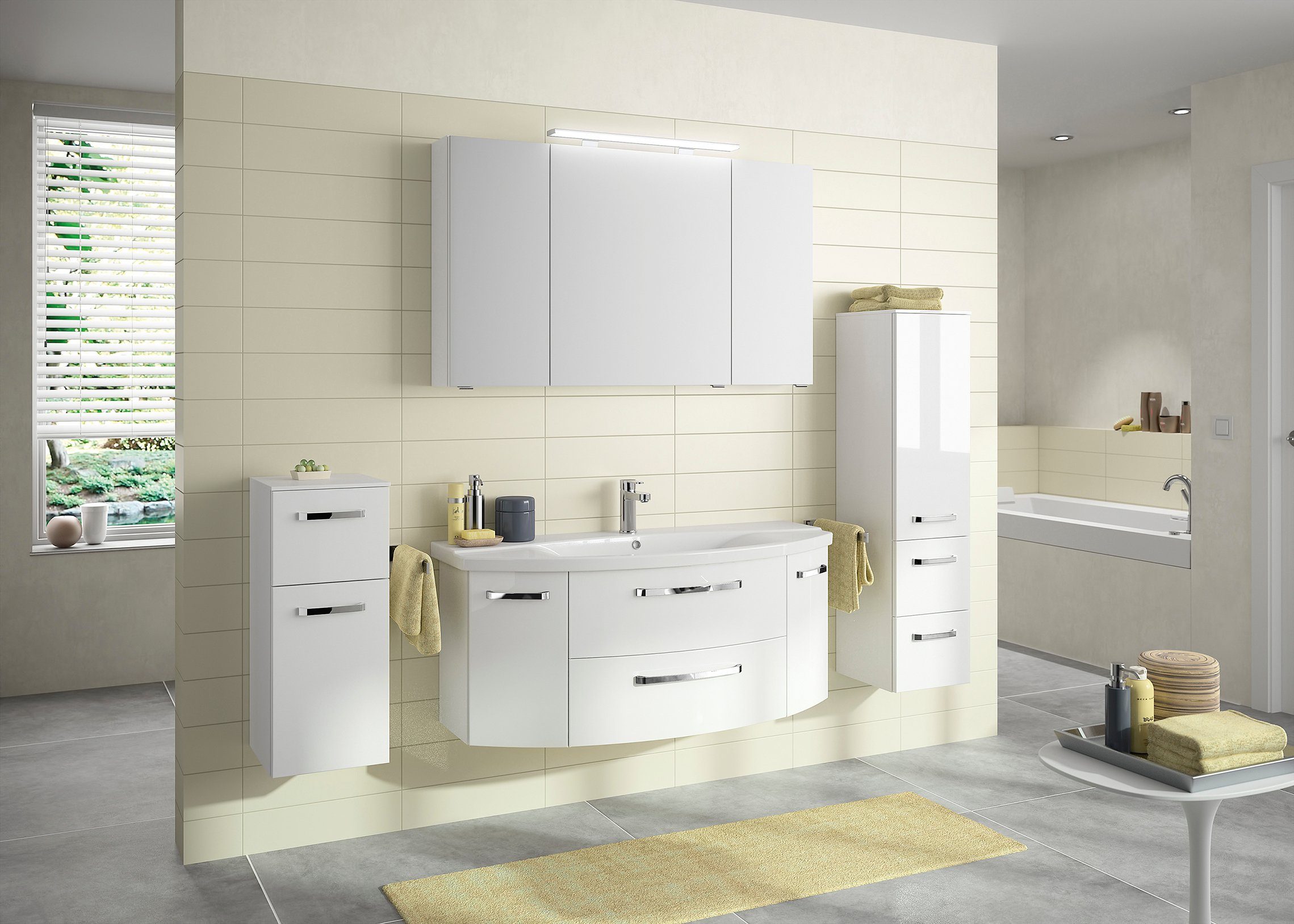 Badmöbel-Set Serie 4010 Midischrank Weiß GL 30 cm