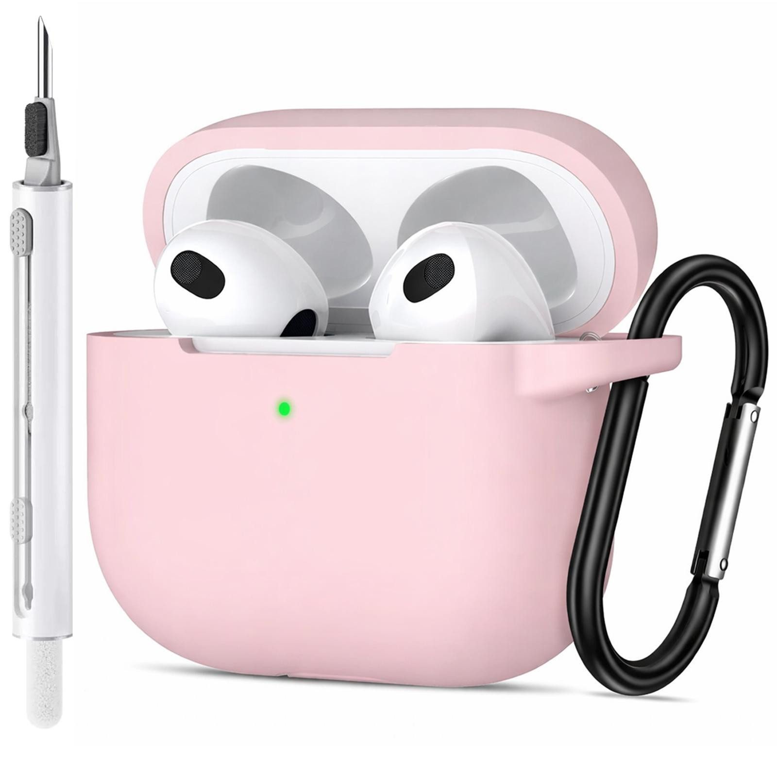 CoolGadget Kopfhörer-Schutzhülle für AirPods 4 Silikon, Stoßfest Clip Karabiner kabelloses laden Case Schutz Cover