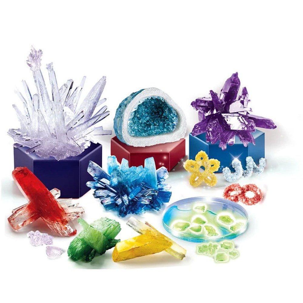 Clementoni® Experimentierkasten Kristallzucht Mineralienlabor Forscherset, (Spar-Set, 1-tlg), Riesenkristalle züchten, leuchtet im Dunkeln, ab 8 Jahren