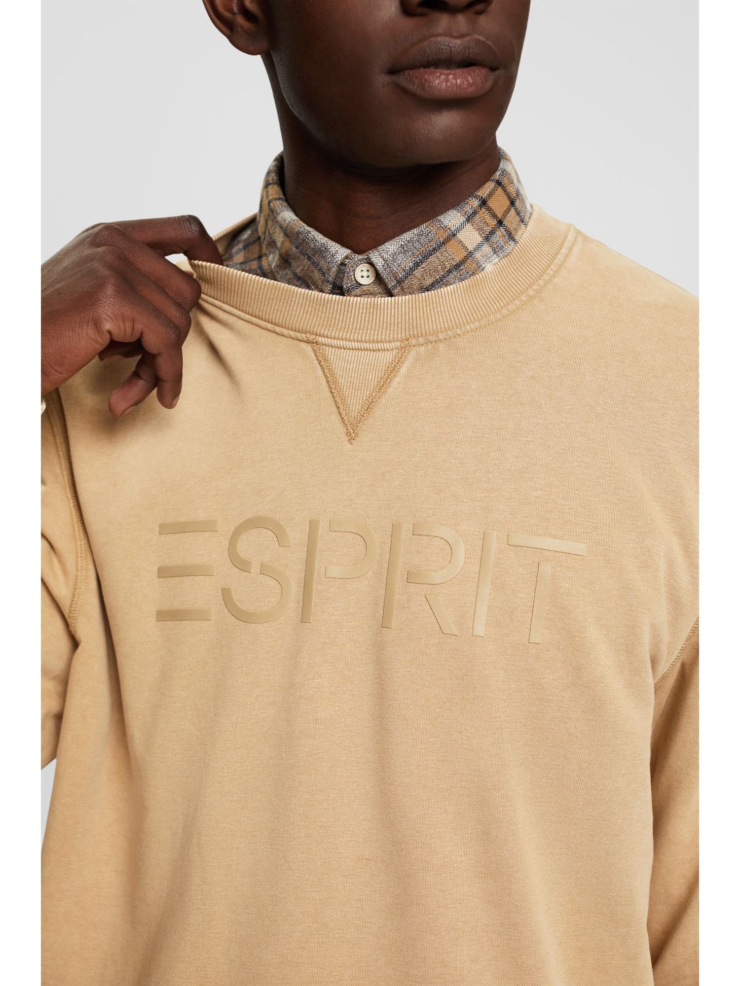 BEIGE Rundhals-Sweatshirt mit Logoprint Esprit (1-tlg) KHAKI Sweatshirt
