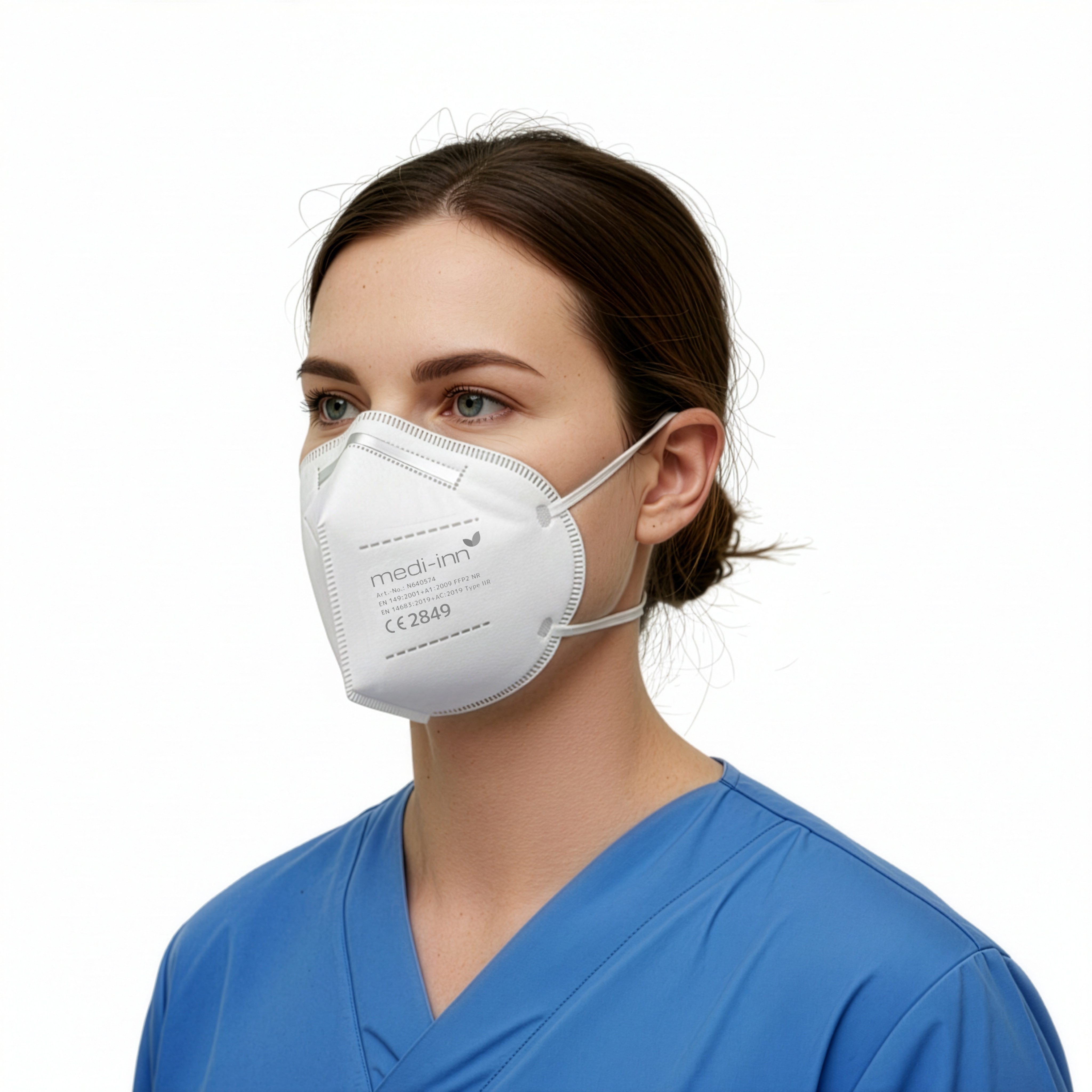 Medi-Inn Filtrierende Halbmasken FFP2 Atemschutzmasken FFP2 NR, Typ IIR, 3-lagig, weiß, 50-St.