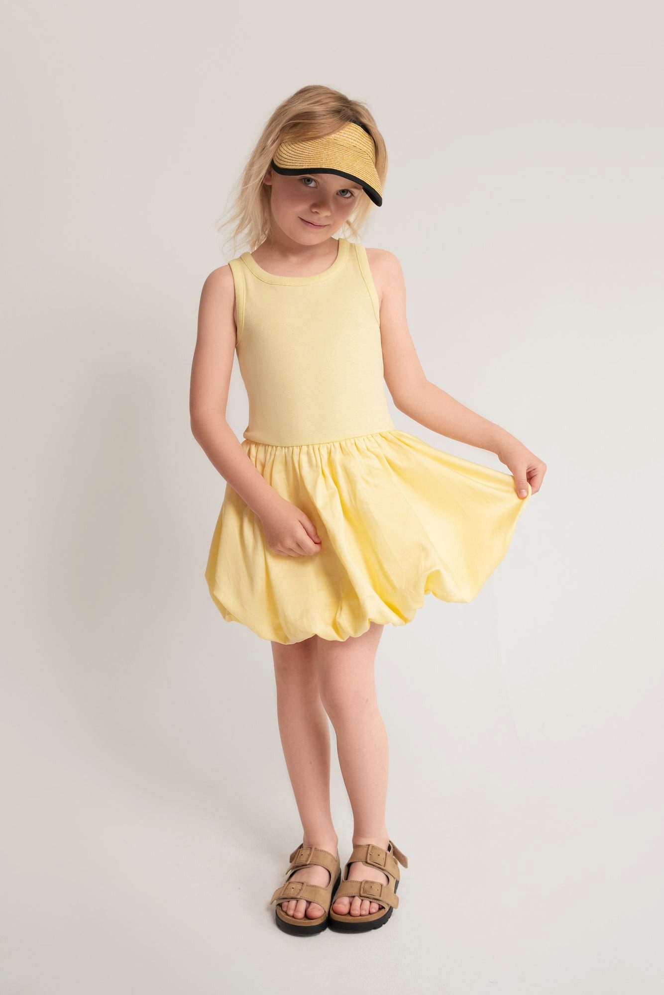 # SATURNDAY Sommerkleid Balloon-Kleid aus Baumwolle mit Tanktop-Oberteil in Gelb