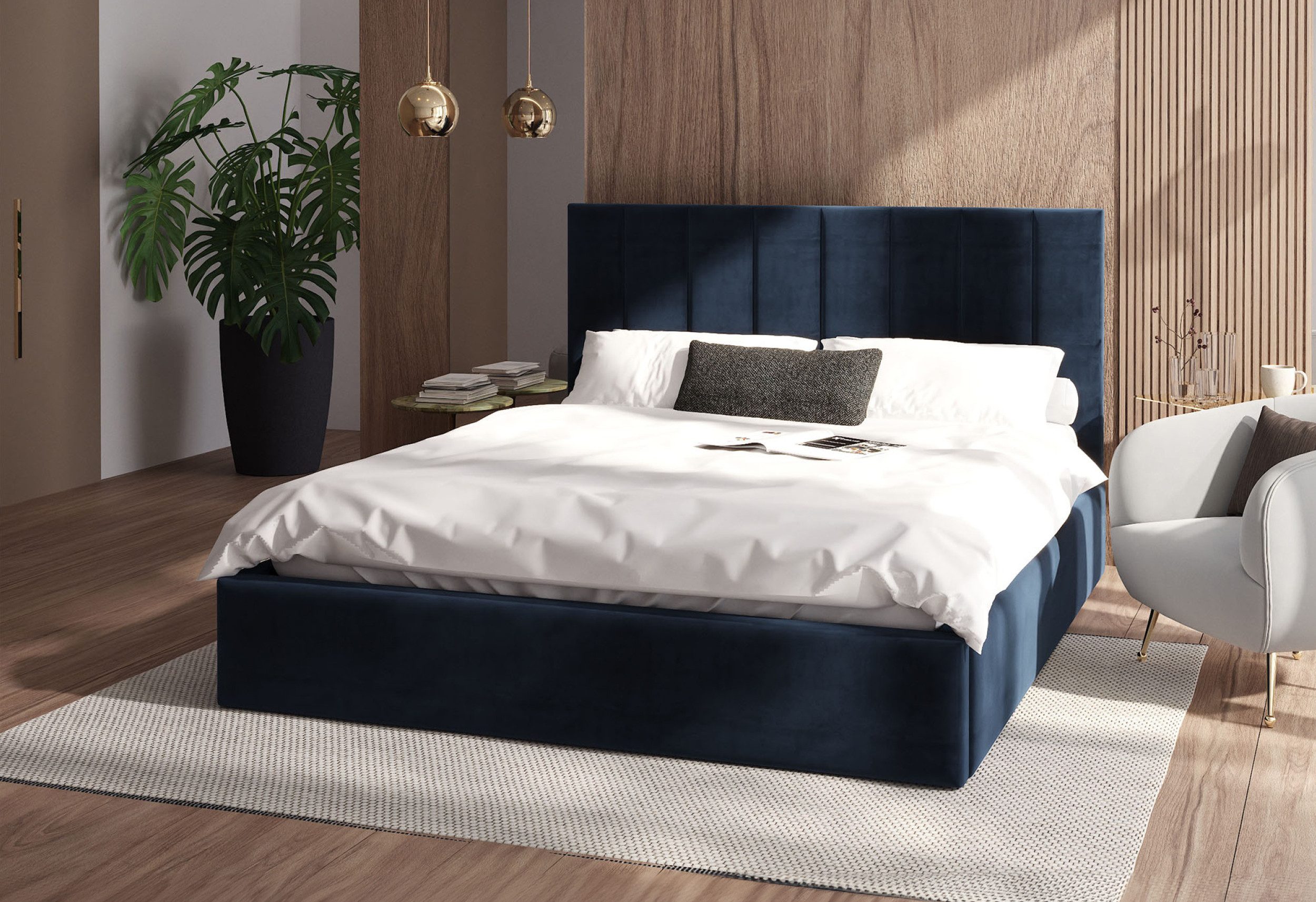 FDM Polsterbett KAJA modern mit Bettkasten MADE IN EU - mit hochwertigem Paris Bezug (verfügbar 90x200 120x200 140x200 160x200 180x200cm, Bettrahmen, Bett, mit großen gepolsterten Kopfteil, mit Bettkasten zum aufklappen), Hebbarer Metallrahmen, Bettkasten, mit/ohne Matratze