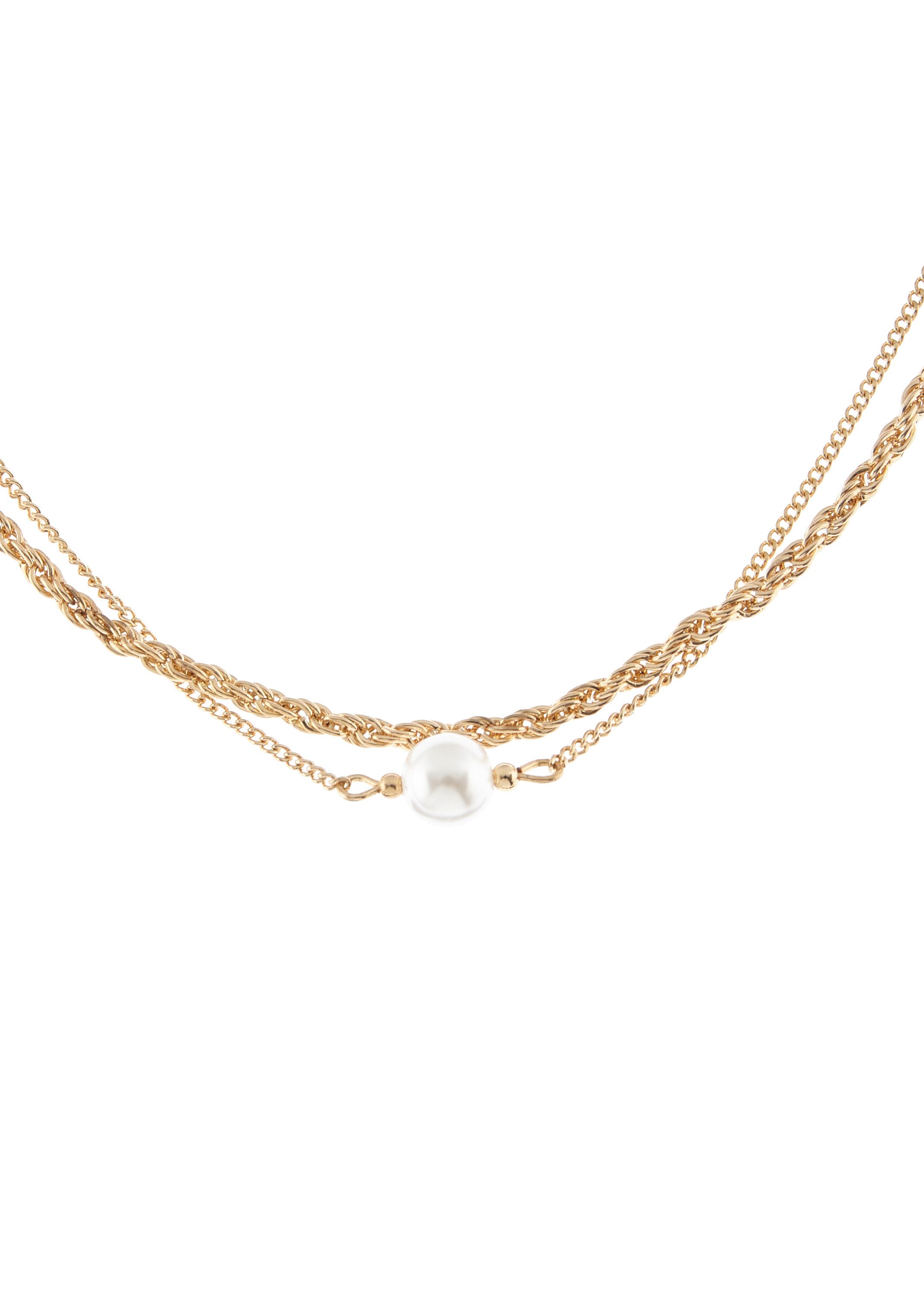 LASCANA Edelstahlkette, in Layer Optik mit Perle, doppelte Kette günstig online kaufen