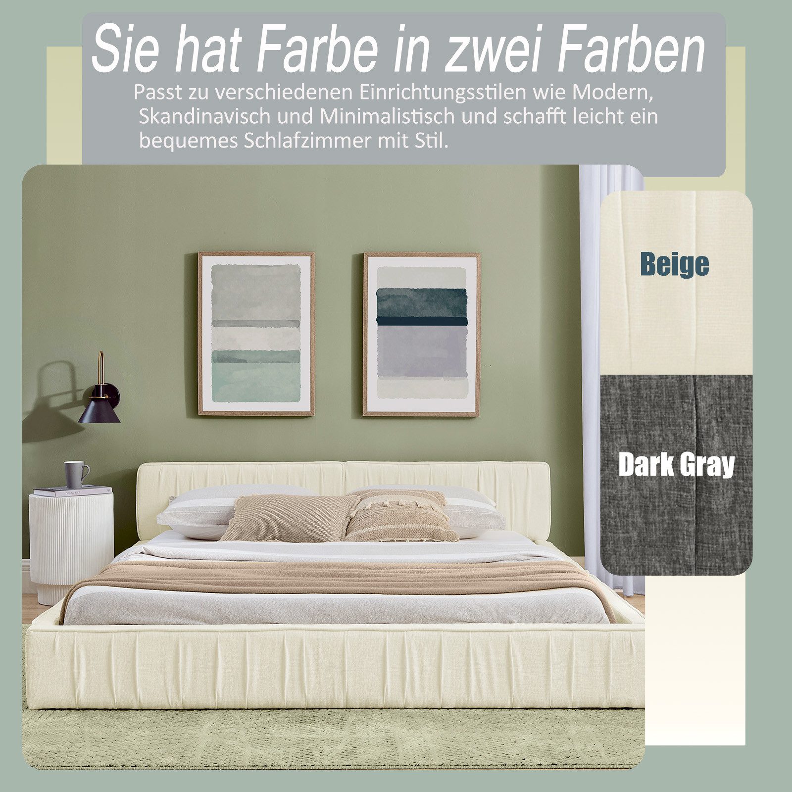 OKWISH Polsterbett aus Chenille (Jugendbett mit Lattenrost, 1-tlg., 140*200 günstig online kaufen