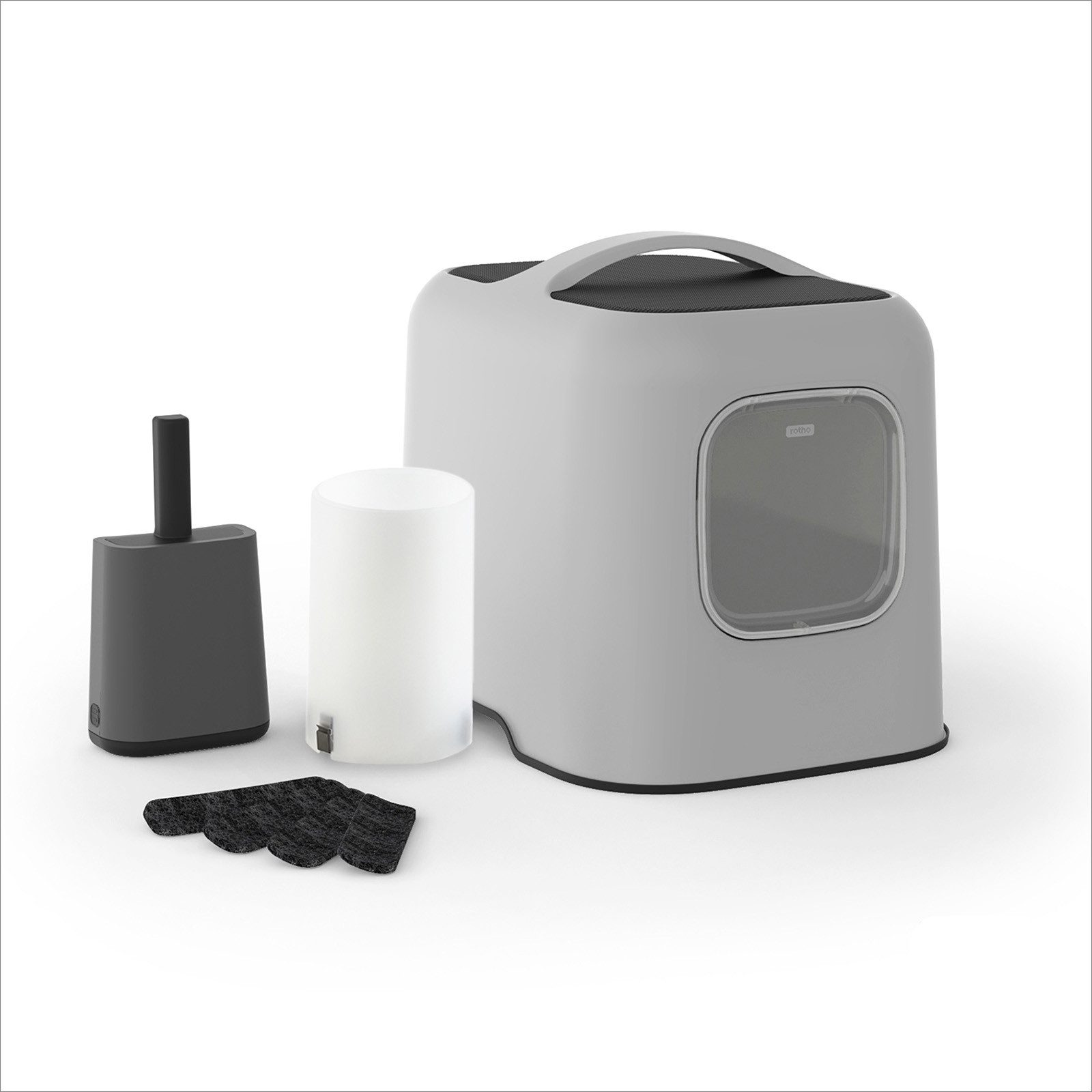 ROTHO Katzentoilette Katzentoilette mit Haube für saubere und hygienische Nutzung, Katzentoilette ideal für geruchsarme Nutzung
