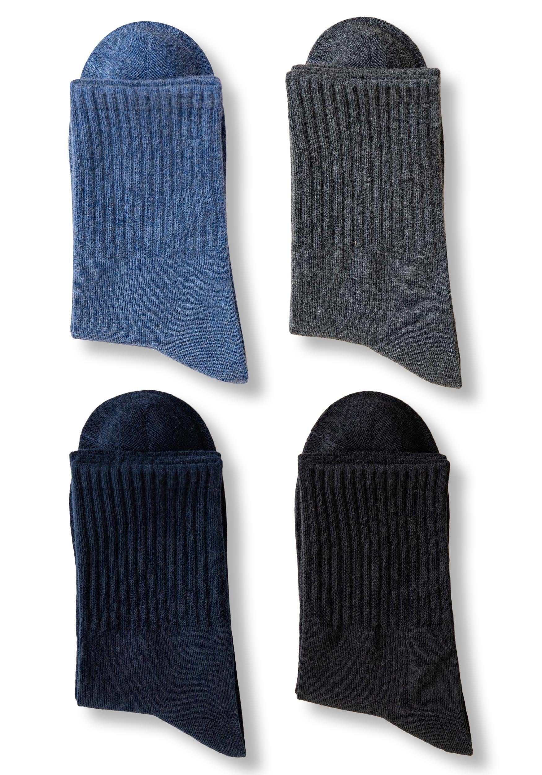 Navy 100% X Basicsocken Schwarz, Blau, X MAGICSHE Baumwolle Einfarbig 2 blau mit X Herren für 2 Basicsocken (8-Paar) Dunkelgrau, 2 X 2