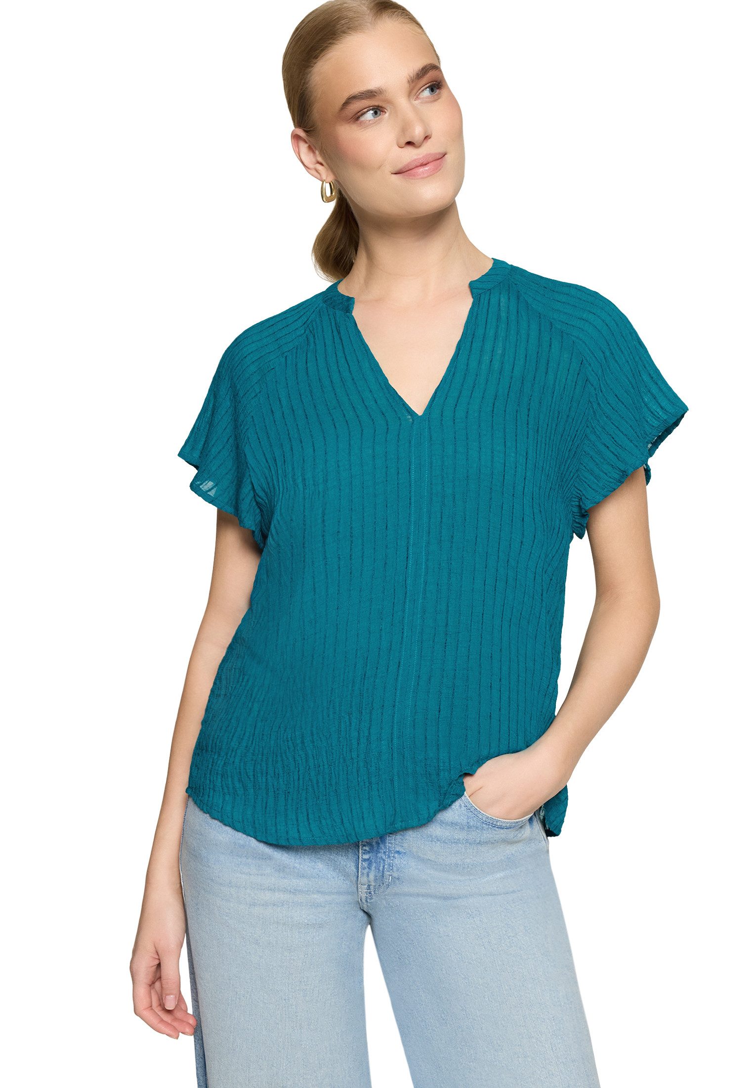 Zero Klassische Bluse Damen mit V-Ausschnitt