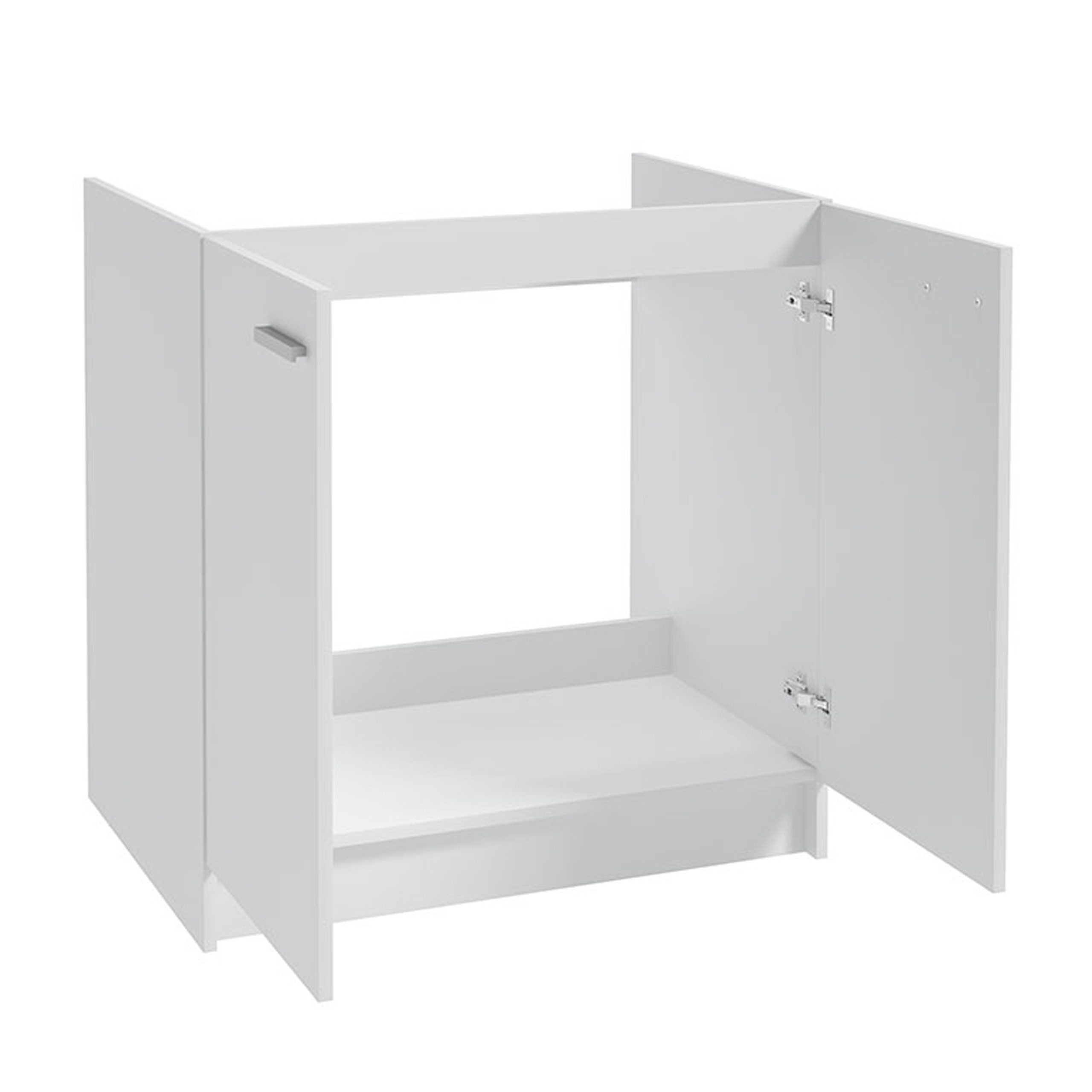 STAMAR Spülenschrank Küchenunterschrank 80 cm Weiß mit Spüle Armatur Komplettset Unterschrank stehend Edelstahl Spülbecken Wasserhahn Khaki matt Set