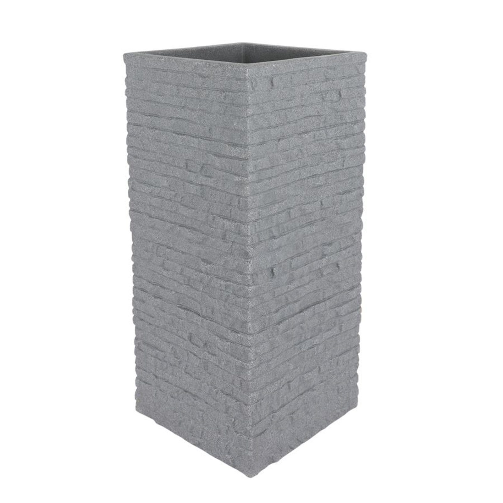 Spetebo Übertopf Kunststoff Kubus Säulentopf in grau - 60 x 26 cm