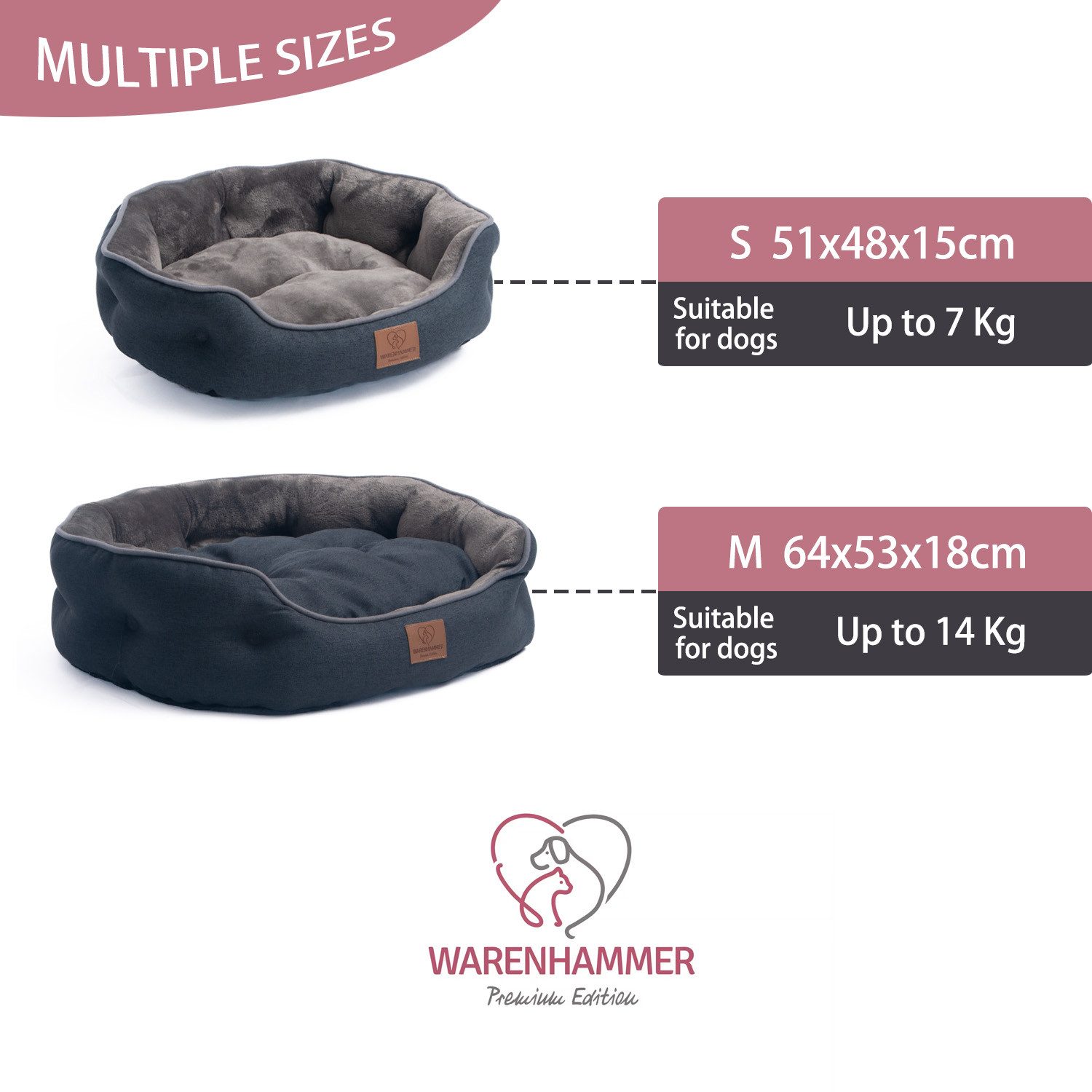 Warenhammer Tierbett Orthopädisches Premium Hundebett, Katzenbett, günstig online kaufen