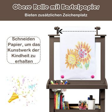 COSTWAY Standtafel Kinder Staffelei, doppelseitig, mit Magneten & 2 Boxen