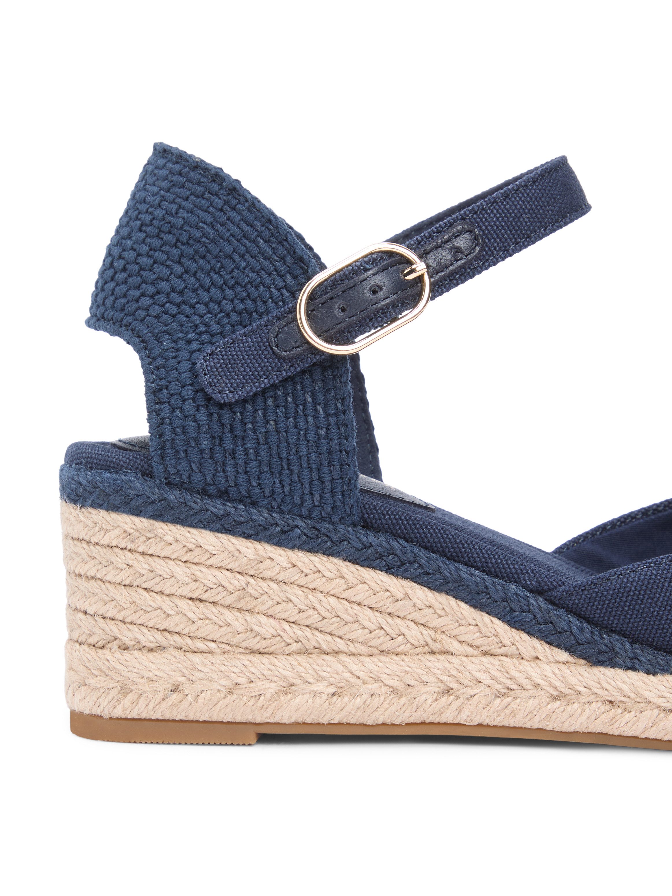 Tommy Hilfiger MID WEDGE ESPAD CLOSED TOE Keilsandalette Plateau, Sommerschuh mit verstellbarer Schnalle, schmale Form