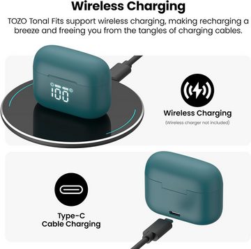 TOZO Tonal Fits(T21) Wireless Bluethooth 5.3 mit Wireless Charging Case In-Ear-Kopfhörer (Kristallklarer Klang für ein immersives Audioerlebnis, egal wo Sie sind, mit LED Digital Display Dual Mic Call Noise Cancelling IPX8Wasserdicht)