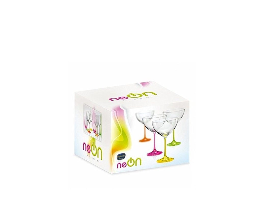 Crystalex Sektglas Neon Sektschalen 340 ml 4er Set, 4-tlg., Kristallglas, mehrfarbig, Kristallglas, neonfarbig