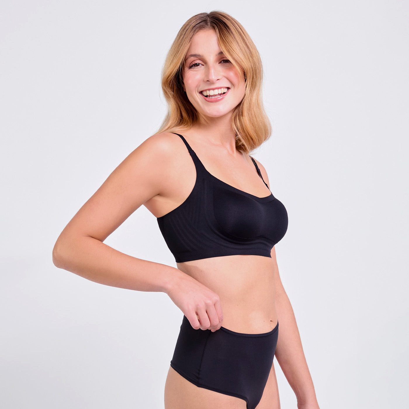 cfab (creamy fabrics) Bügelloser BH Compact Comfort BH-Schwarz-M (1-tlg)