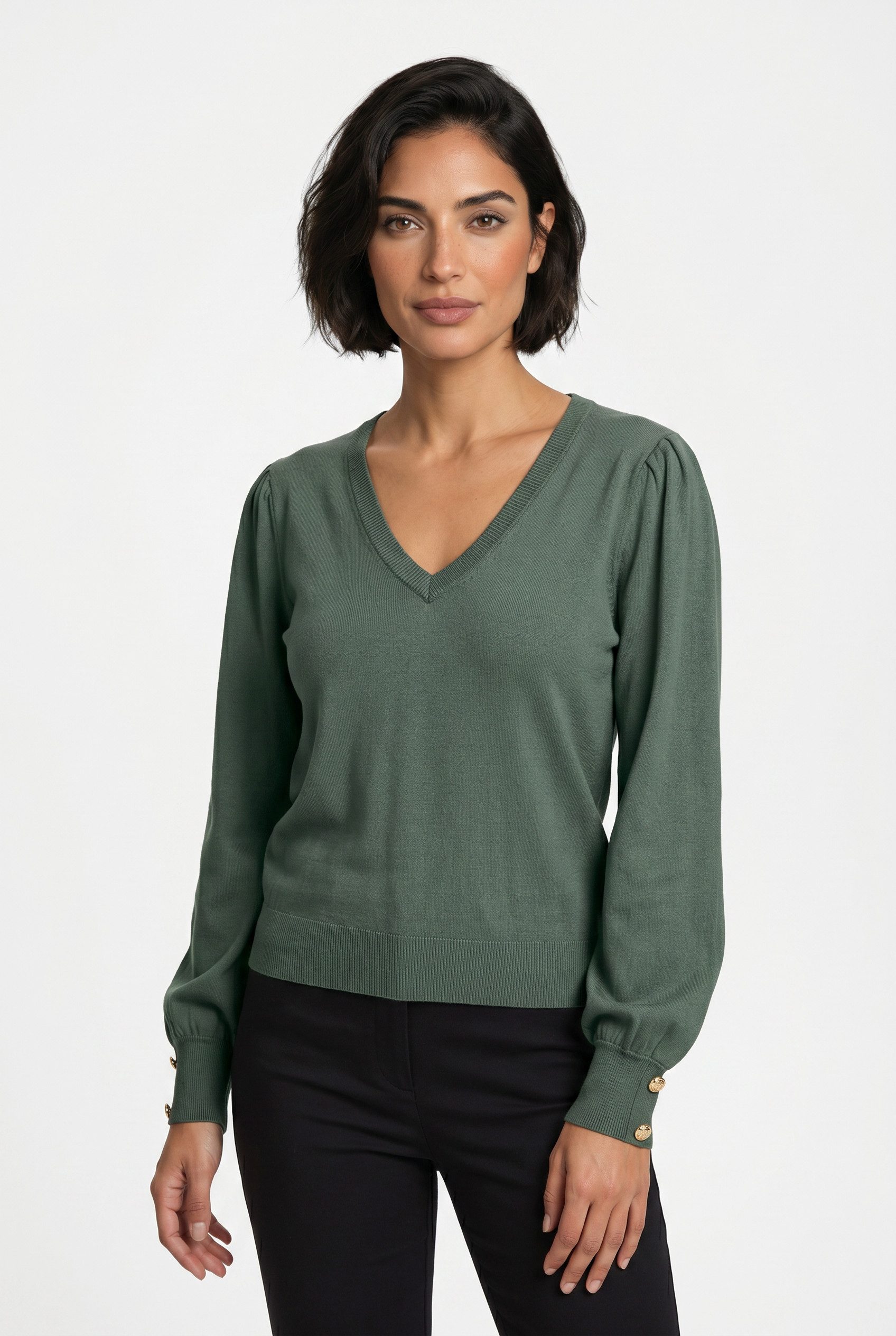 Vero Moda V-Ausschnitt-Pullover VMHOLLYKARIS LS V-NECK PULLOVER GA BOO