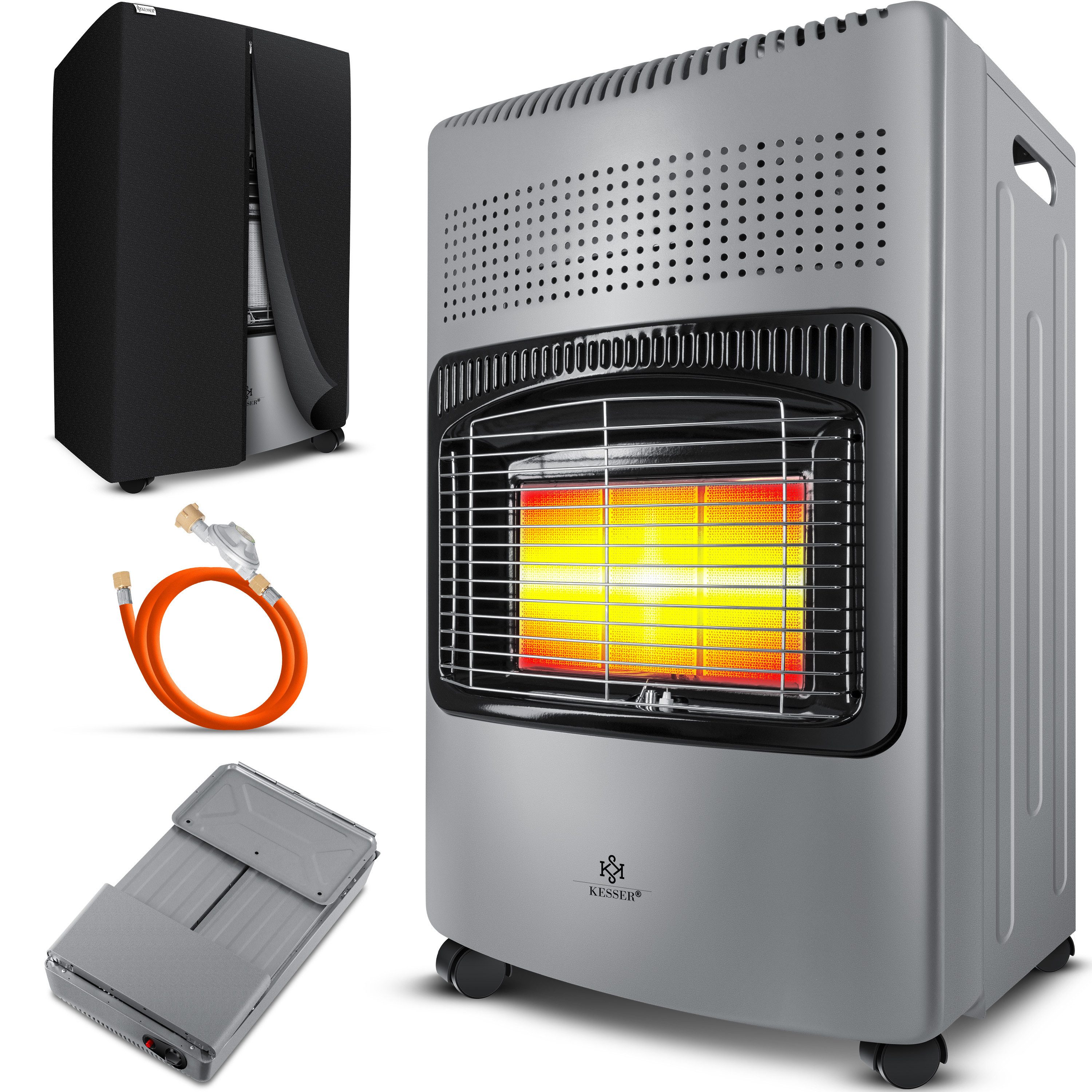 KESSER Heizstrahler, 4200 W, 4200W Keramik Gasheizer Heizstrahler inkl. Gasdruckregler Gasschlauch