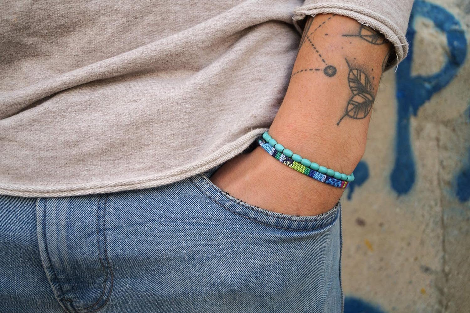 Made by Nami Armband Set 2x Surfer Armband Damen & Herren Perlenarmband Freundschaftsarmbänder (Set, 2), Surfer Schmuck Boho Armband Sommer Hippie Style