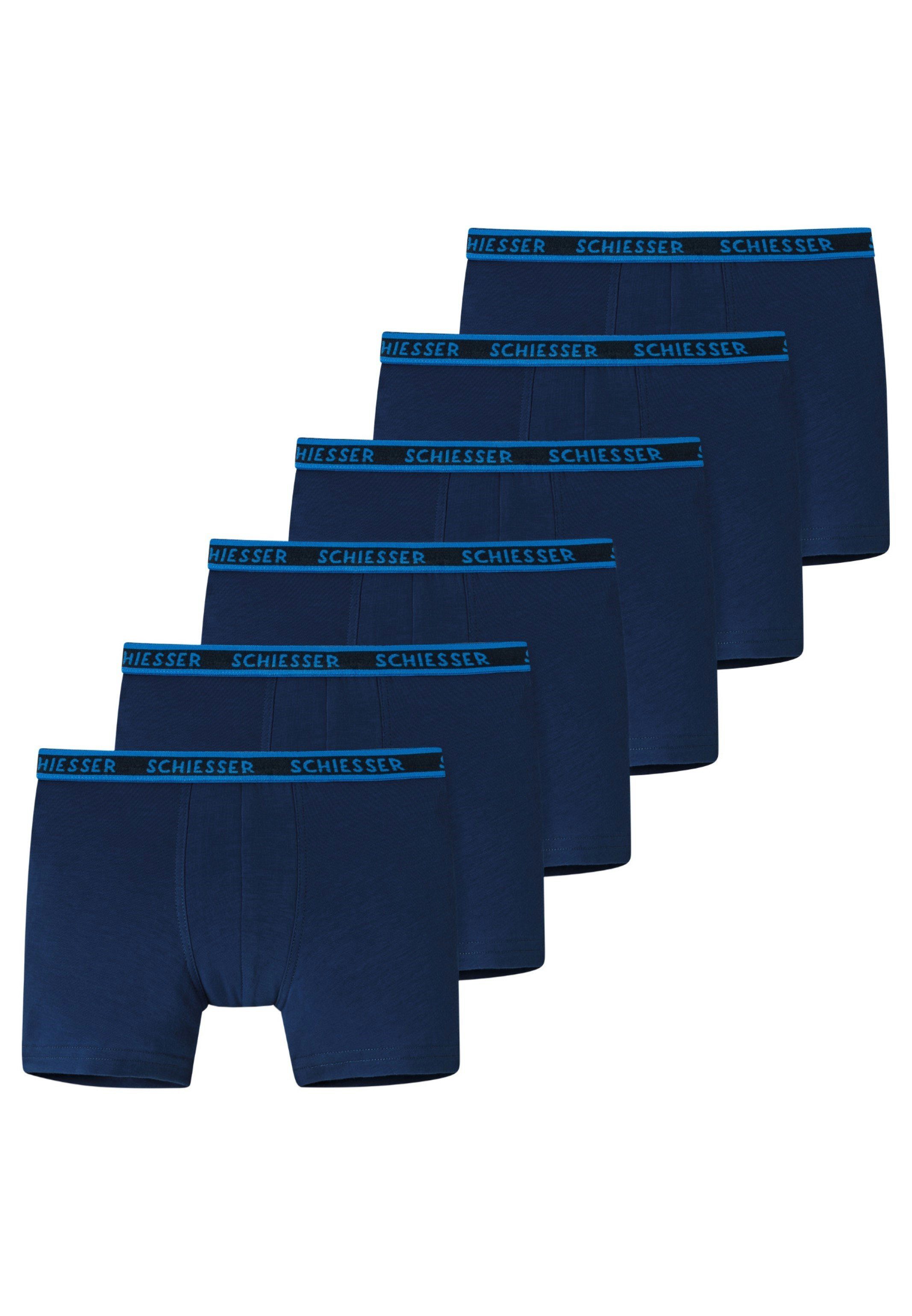 Pant - Short - 6er Boxer Organic Pack (Spar-Set, 95/5 Kids Blau Retro / Baumwolle Cotton Eingriff 6-St) Ohne Retro Schiesser Boys -