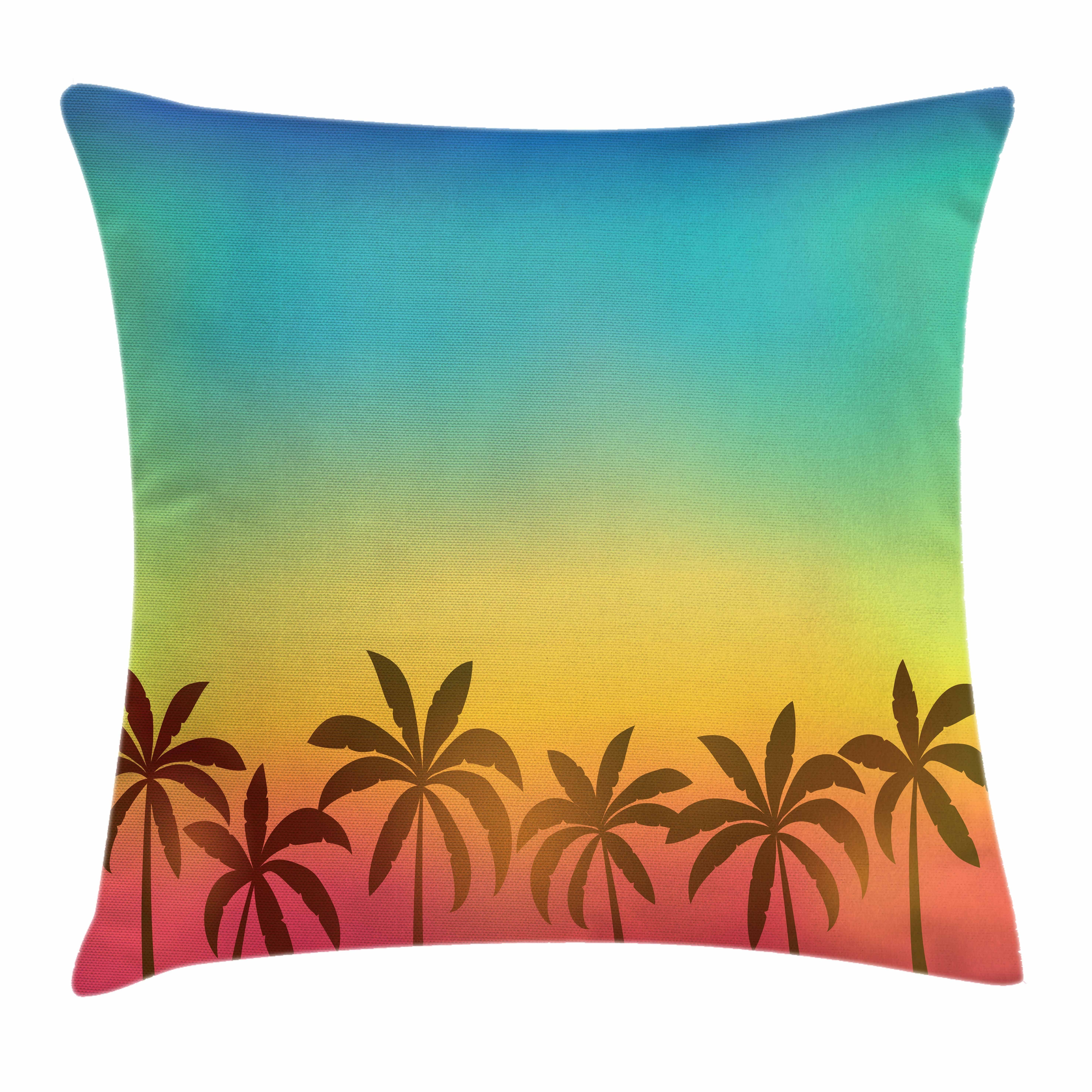 Kissenbezüge Waschbar mit Reißverschluss Kissenhülle mit Farbfesten Klaren Farben Beidseitiger Druck, Abakuhaus (1 Stück), Tropisch Palm Tree Tops auf der Insel