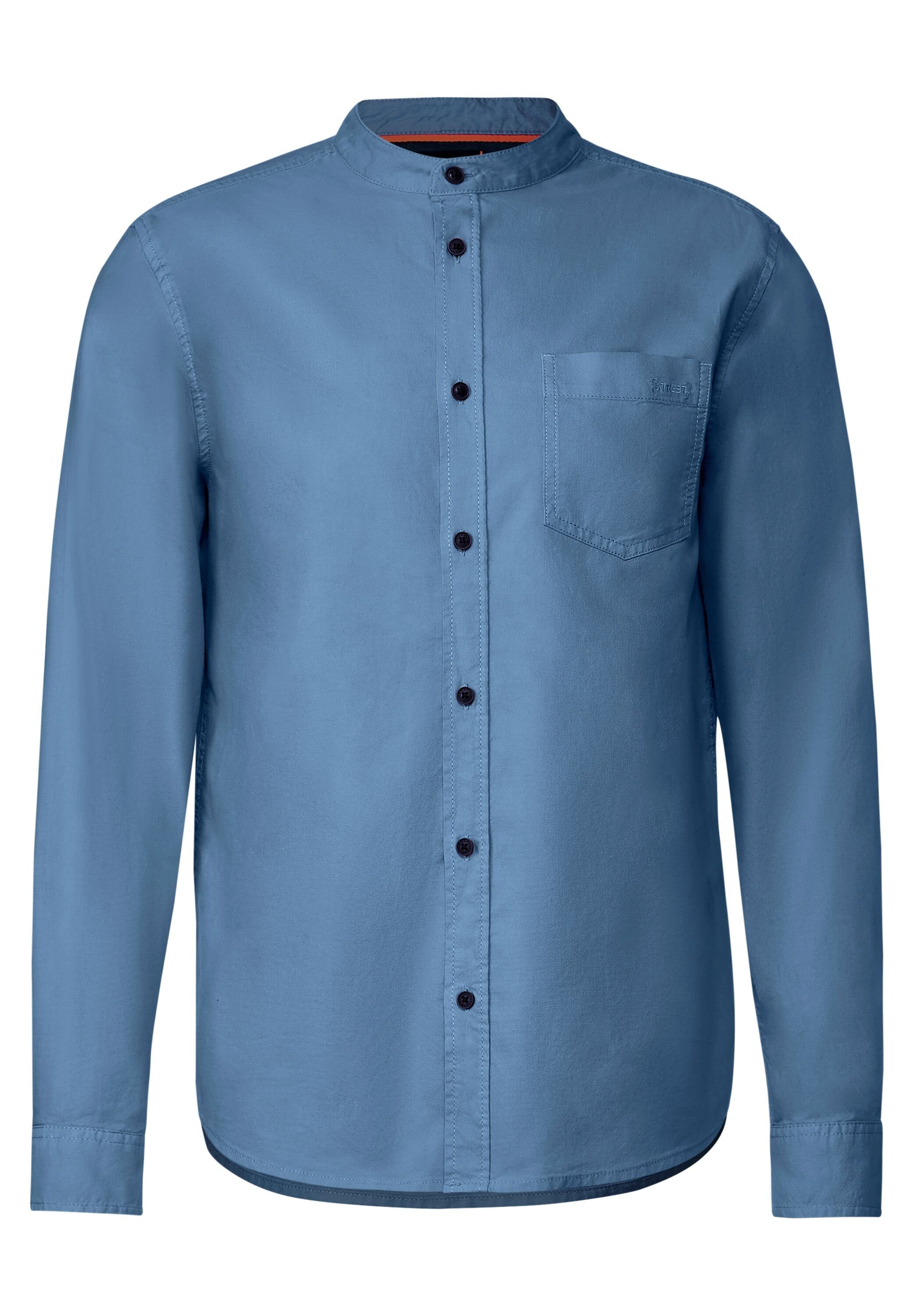 Langarmhemd mit MEN STREET smoky ONE Brusttasche blue