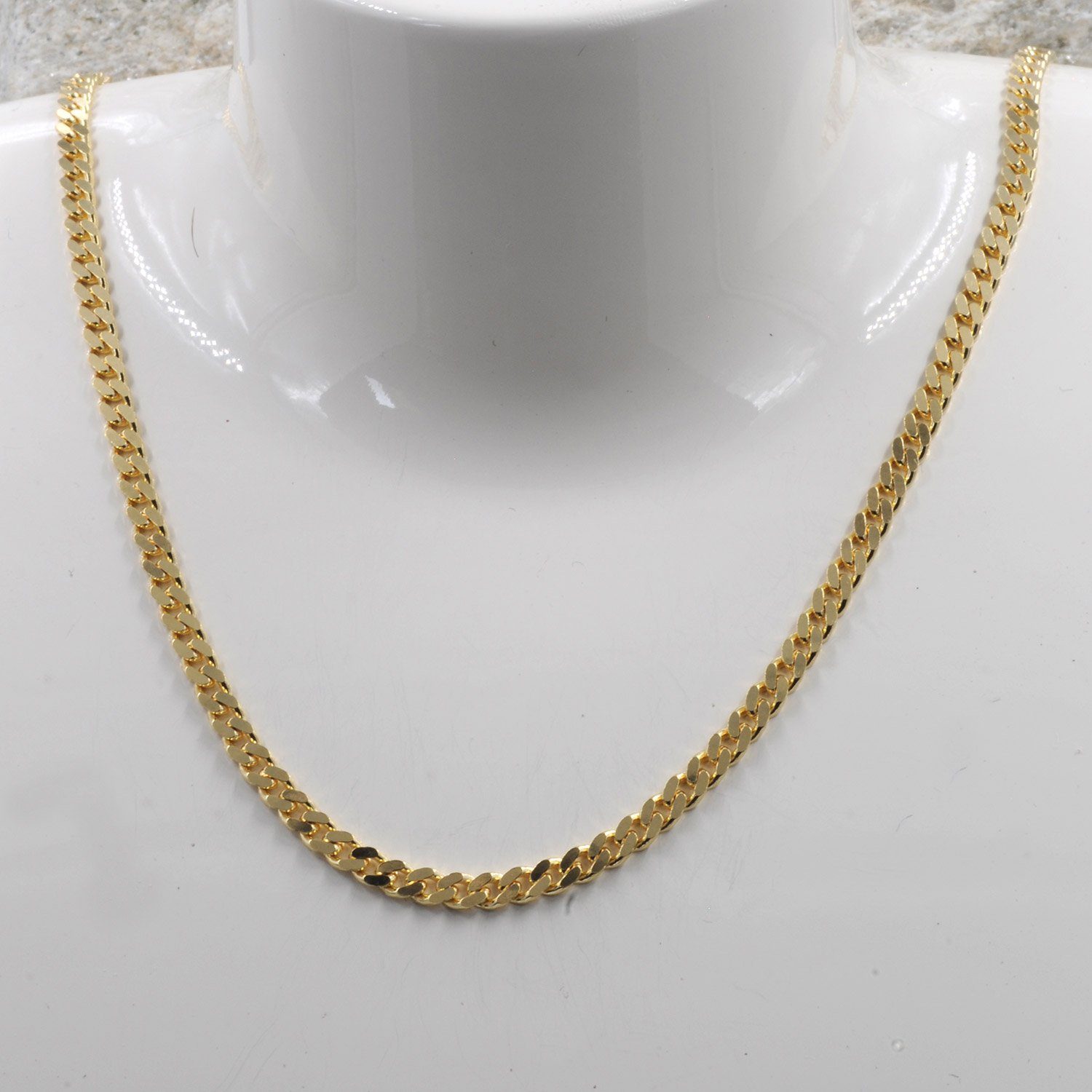 HOPLO Panzerkette Goldkette Panzerkette Länge 45cm - Breite 3,0mm - 585-14 Karat Gold, Made in Germany