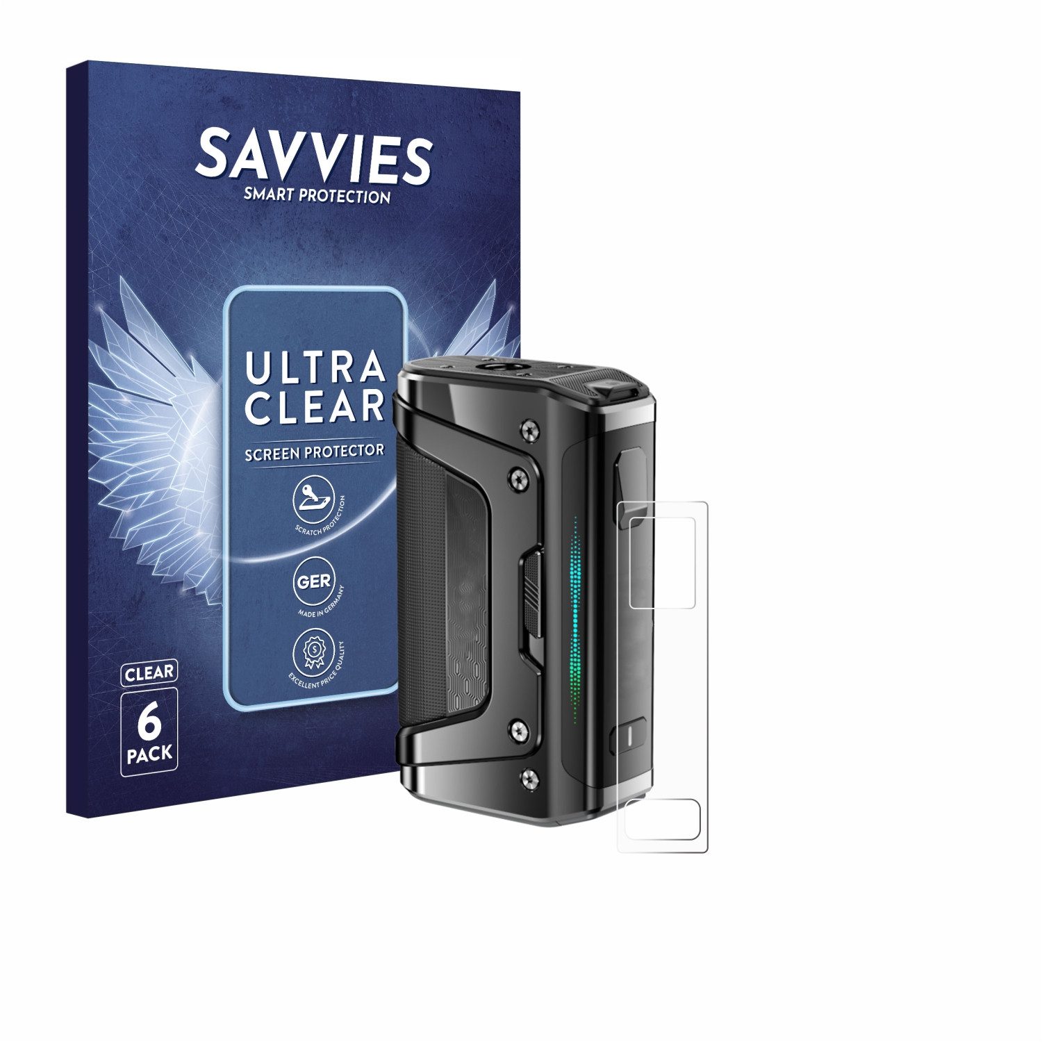 Savvies Displayschutzfolie Schutzfolie für GeekVape Aegis Legend 5, 6 Stück, Displayschutz Schutz Folie Klar Transparent