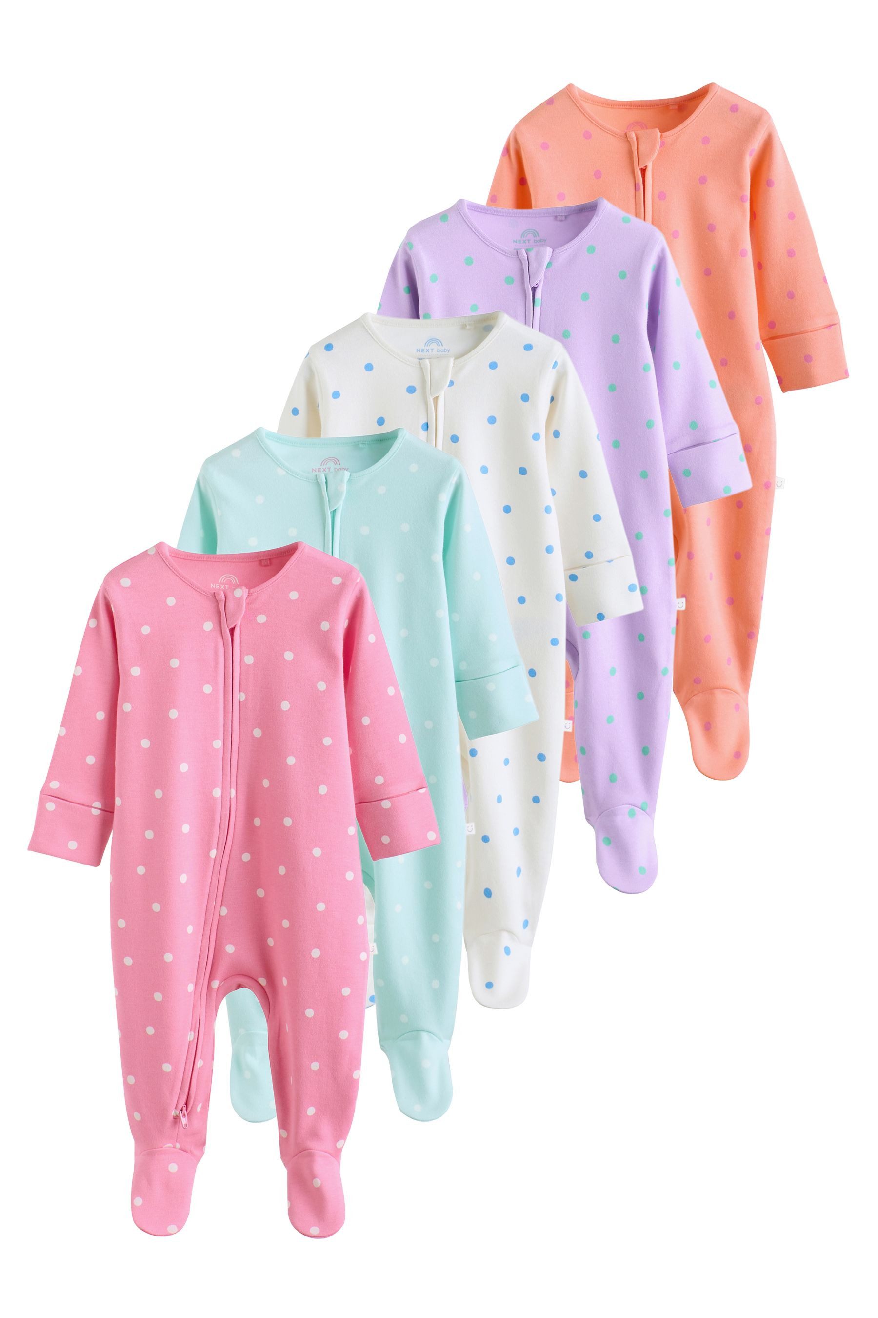 Next Schlafoverall Baby-Schlafanzüge mit Zwei-Wege-RV, 5er-Pack (5-tlg)