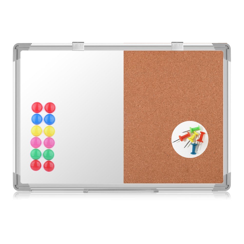 euroharry Pinnwand Alurahmen notizbrett lackier Weiß mit euroharry Kombinations Marker und Whiteboard 60x40cm Magnetisch Whiteboard Magnettafel Whiteboard Magnetwand