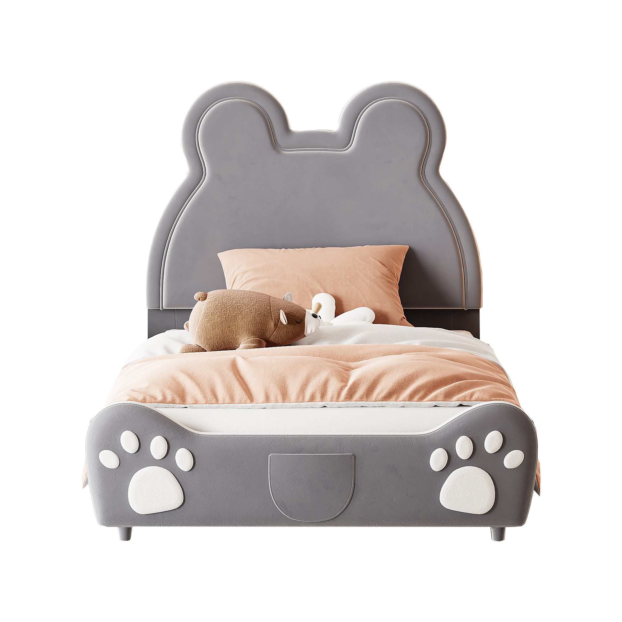 Flieks Polsterbett, Bärenform Kinderbett Einzelbett 90x200cm günstig online kaufen