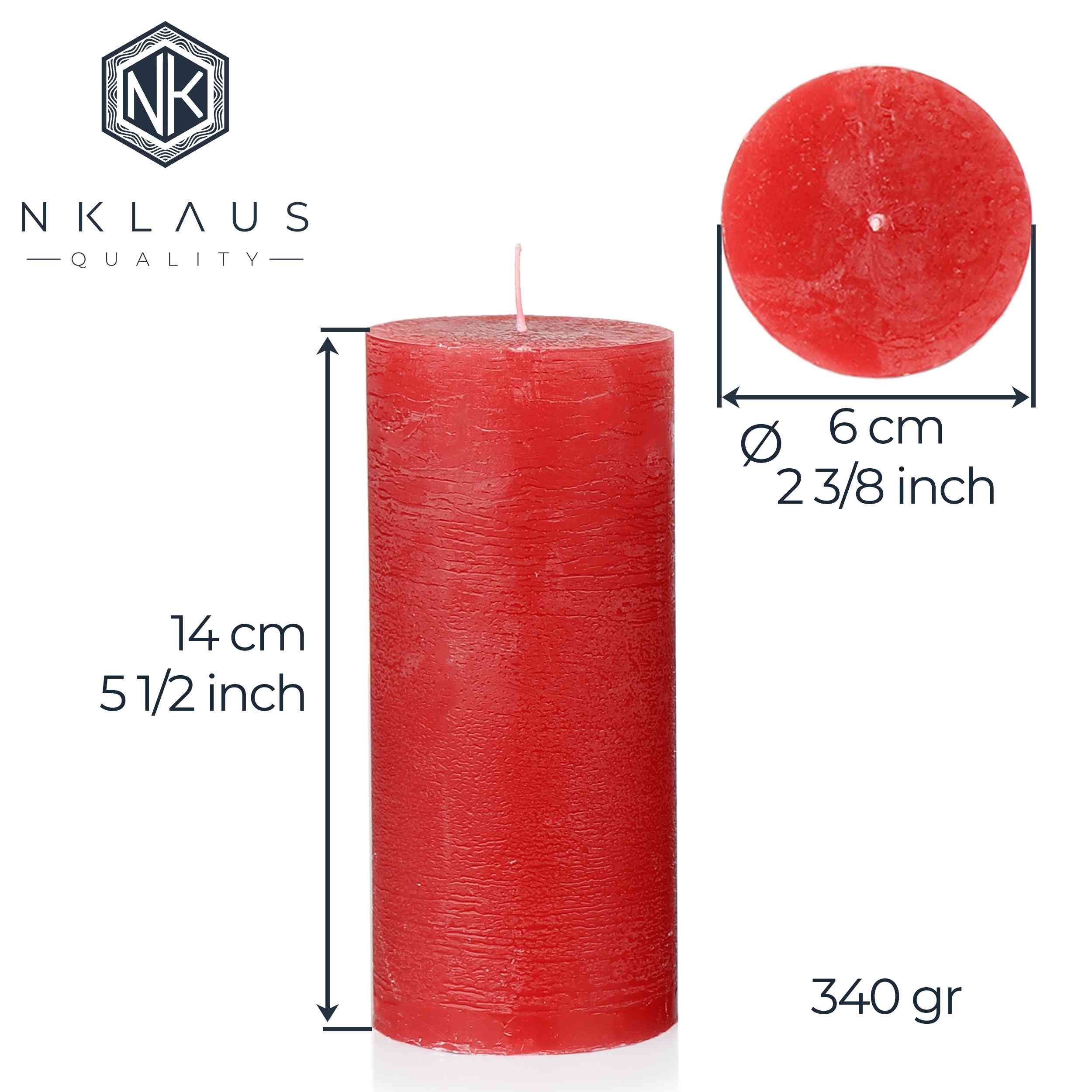 NKlaus Adventskerze Rustikale Kerzen Rot 4er Set Ø 6x14 cm – Stumpenkerzen günstig online kaufen