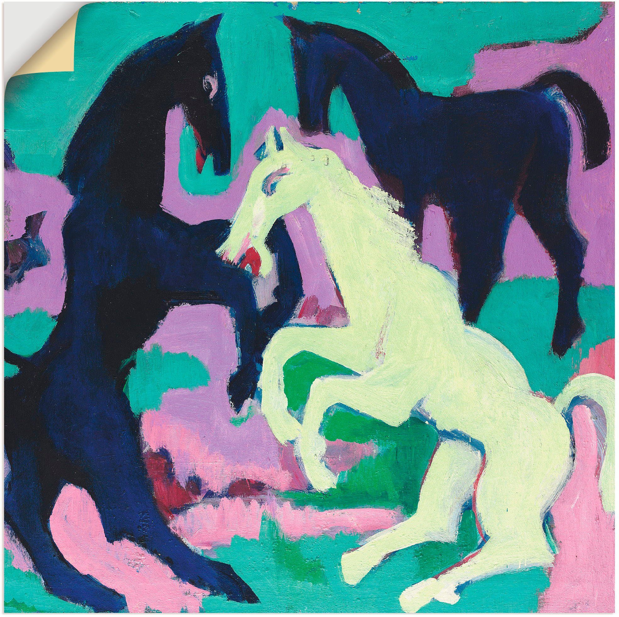 Wandbild Poster Drei Pferde. versch. (1 Leinwandbild, Größen St), als Alubild, Um Haustiere 1923, Artland Wandaufkleber oder in