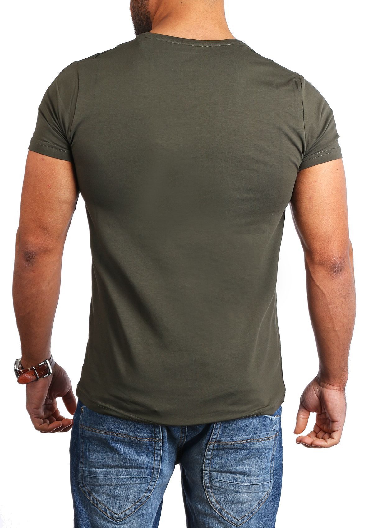 Young & Rich T-Shirt Herren Uni Basic extra tiefer Ausschnitt Unterziehshirt 1315 V-Ausschnitt unifarben kurzarm slim fit